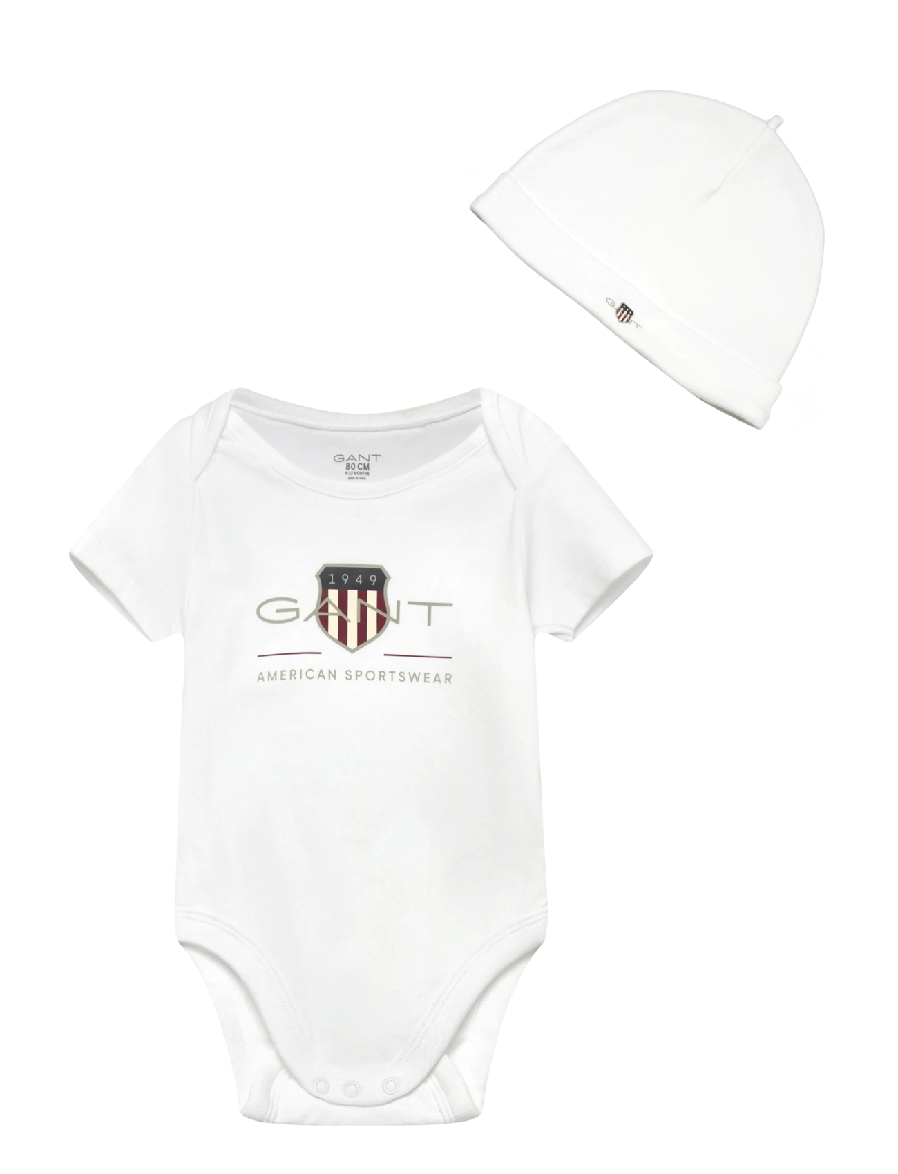 Gant Kids Ss Romper And Hat Set, 80, White, Sæt > Sæt Med Krop, Børn