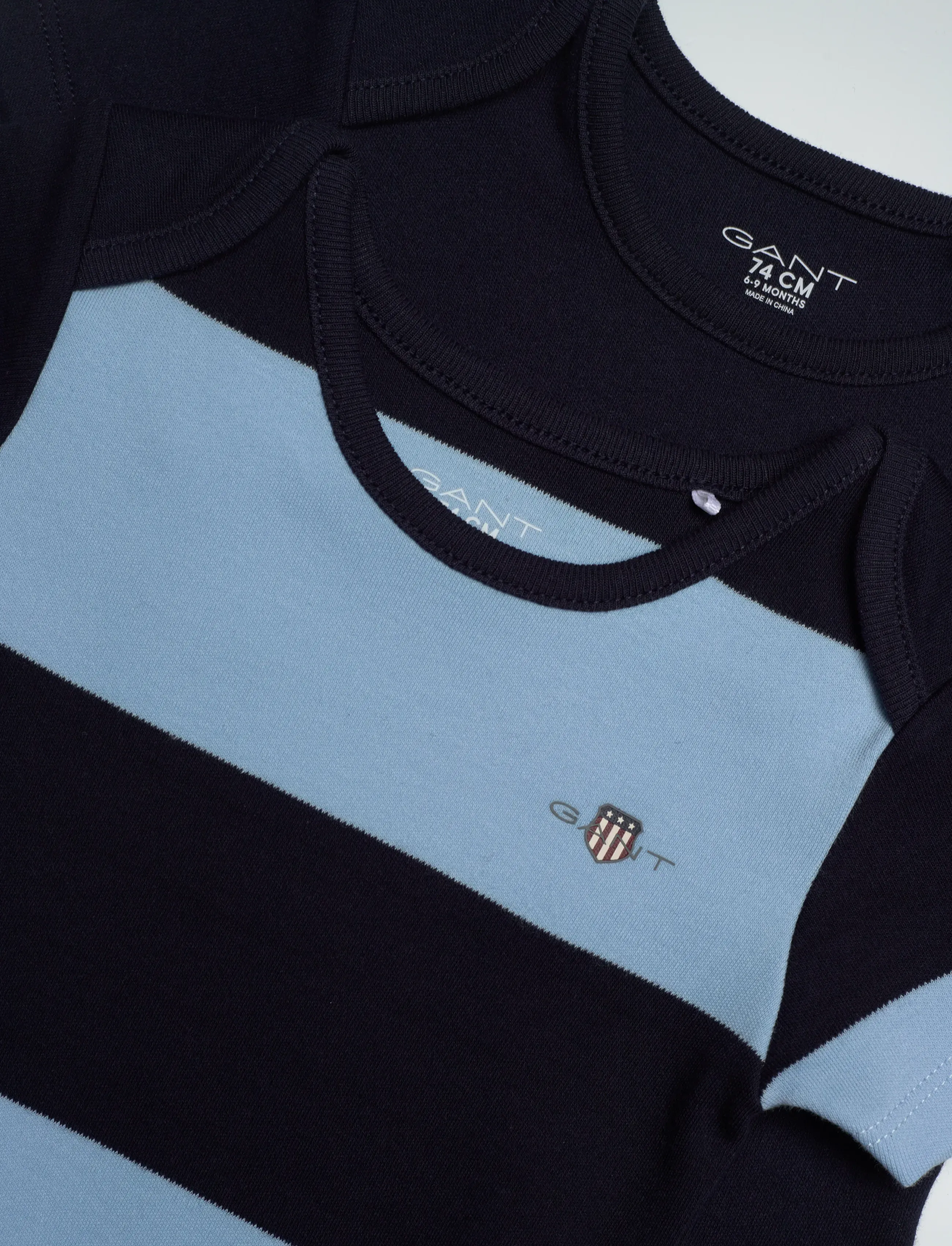 Gant Kids - 2 Pack SS Striped Romper - sæt med body - evening blue - 1