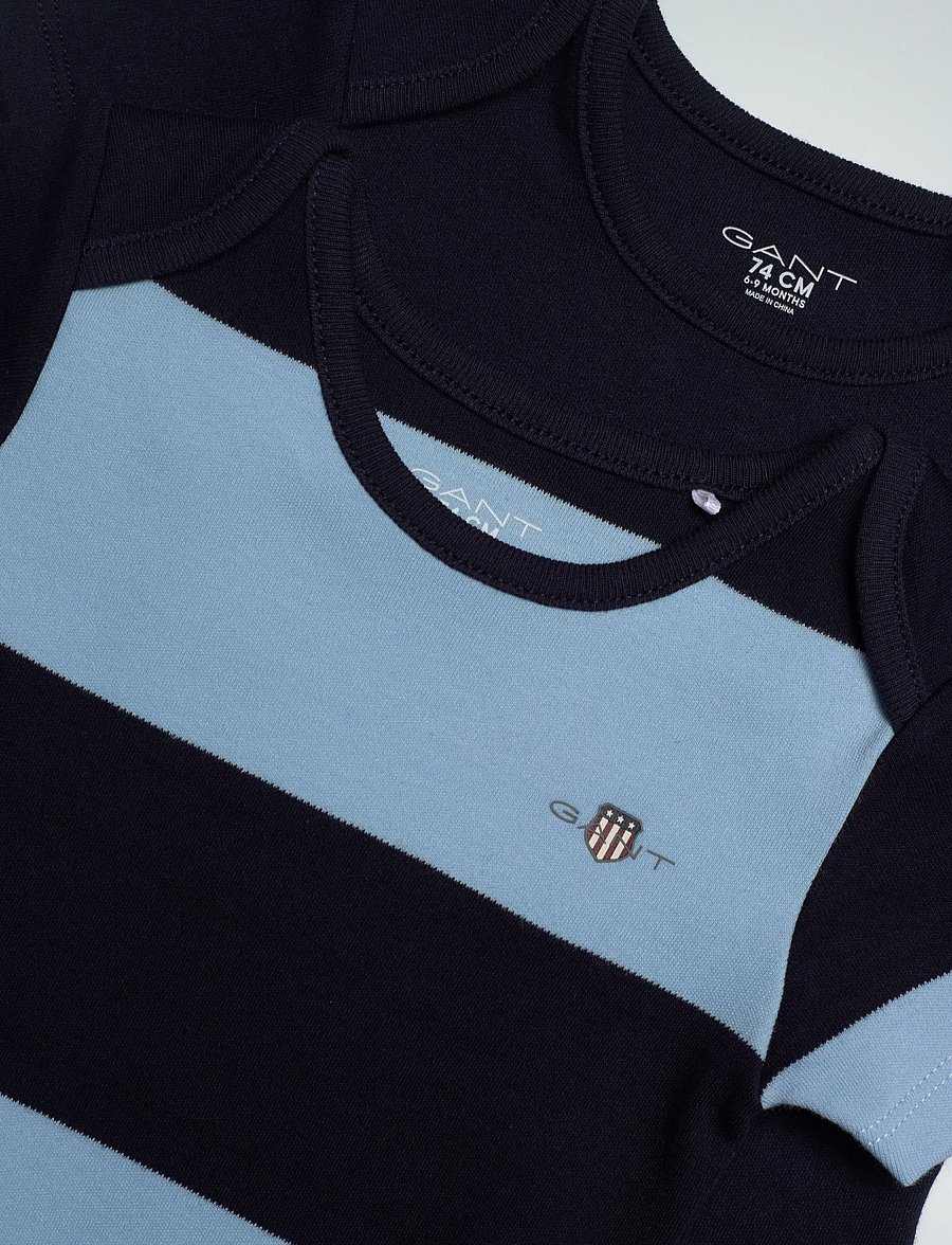Gant Kids - 2 Pack SS Striped Romper - komplektid bodiga - evening blue - 1
