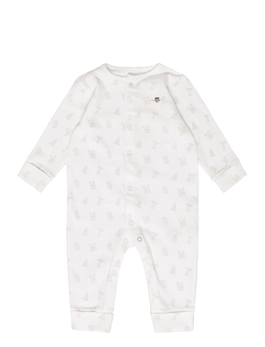 Gant Kids - Gant Monogram LS Sleepsuit - sovoveraller - white - 0