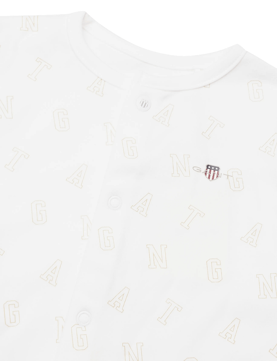Gant Kids - Gant Monogram LS Sleepsuit - sovoveraller - white - 2
