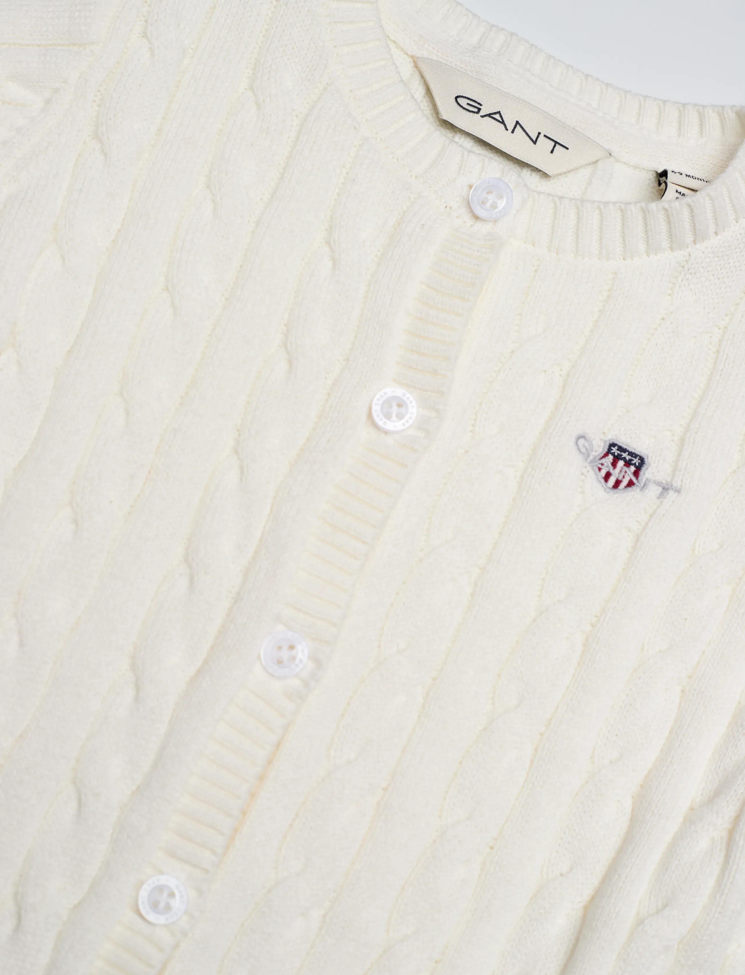Gant Kids - Shield Cable Knit Cardigan - autumn clothing - white - 2
