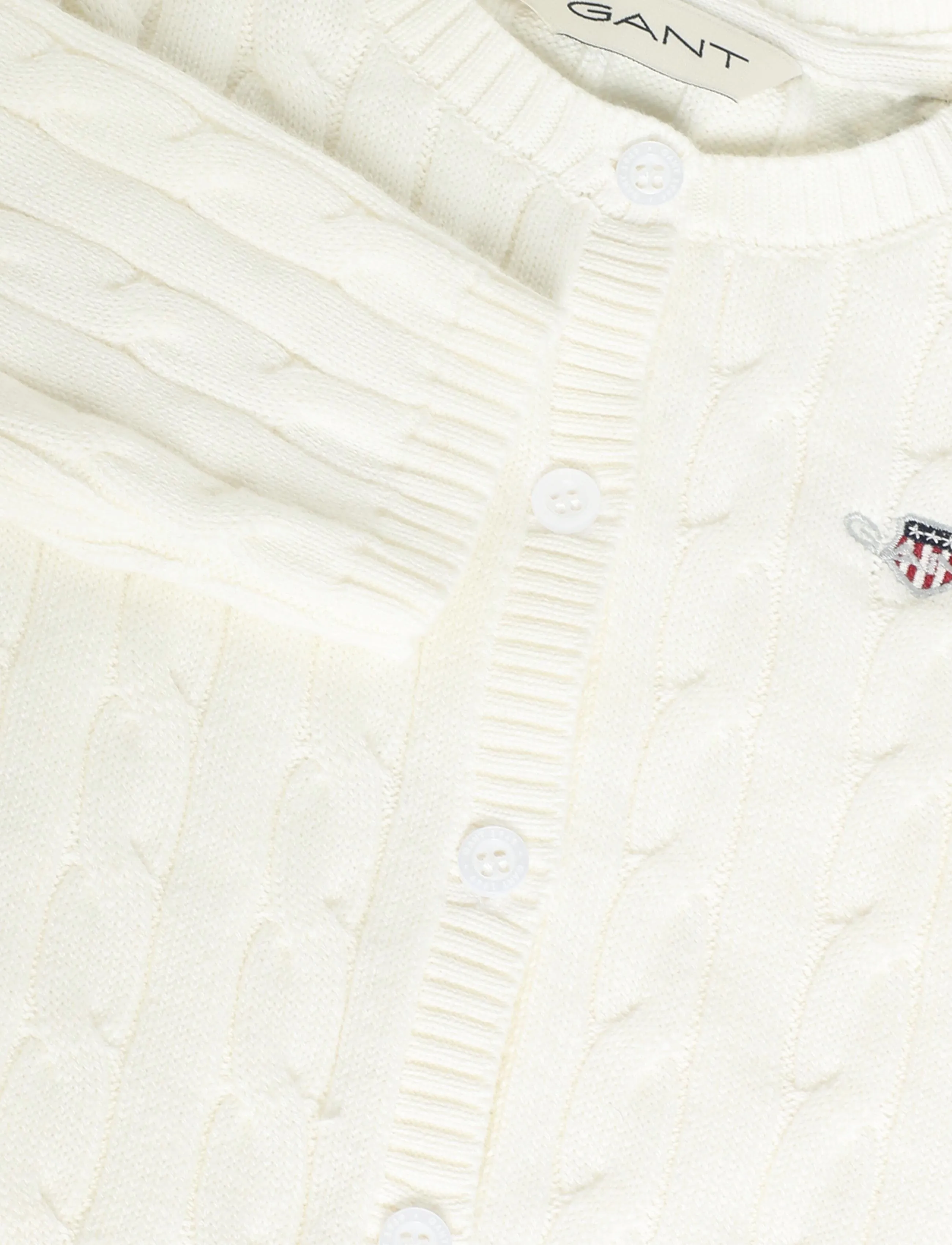 Gant Kids - Shield Cable Knit Cardigan - kardiganid - white - 2