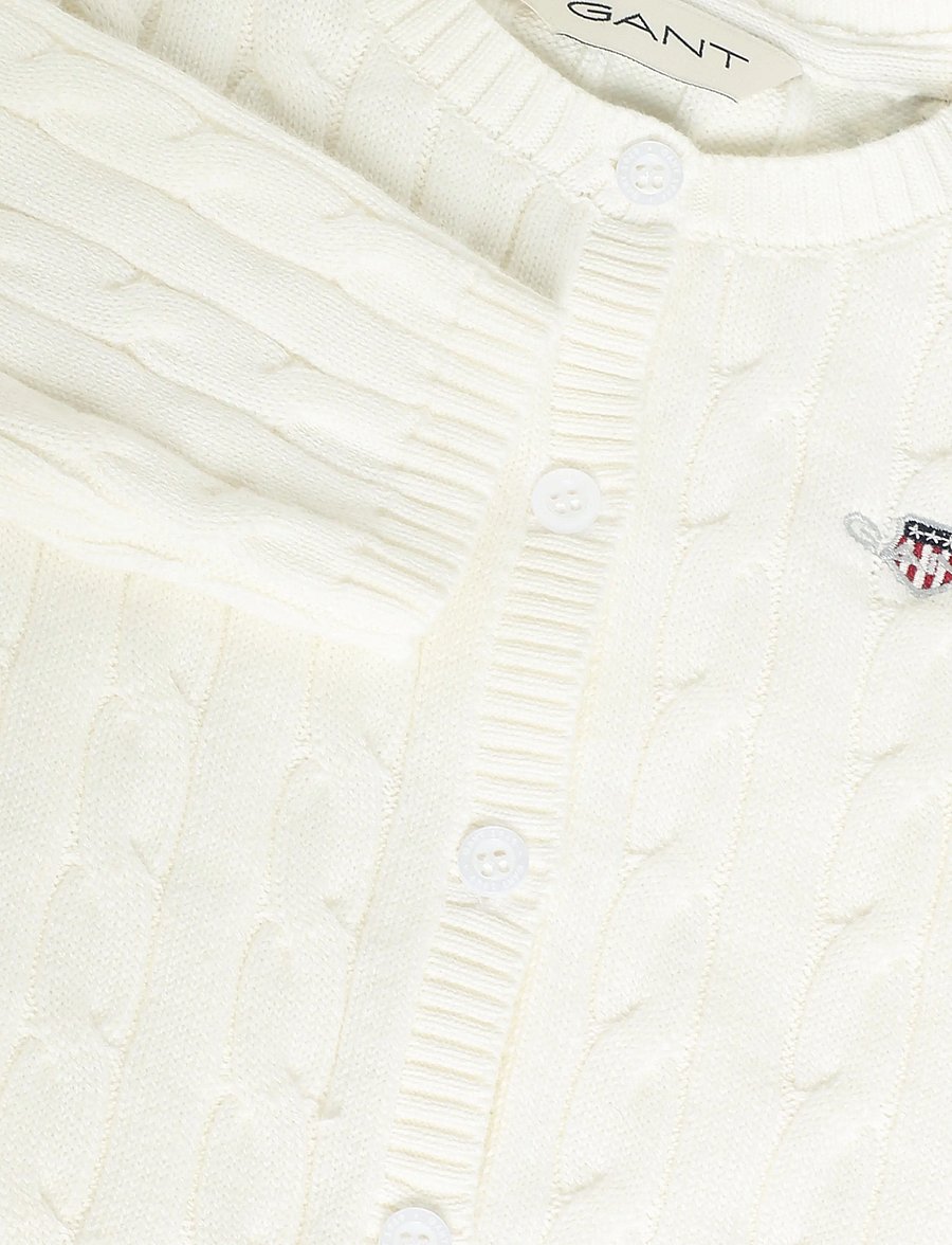 Gant Kids - Shield Cable Knit Cardigan - kardiganid - white - 2