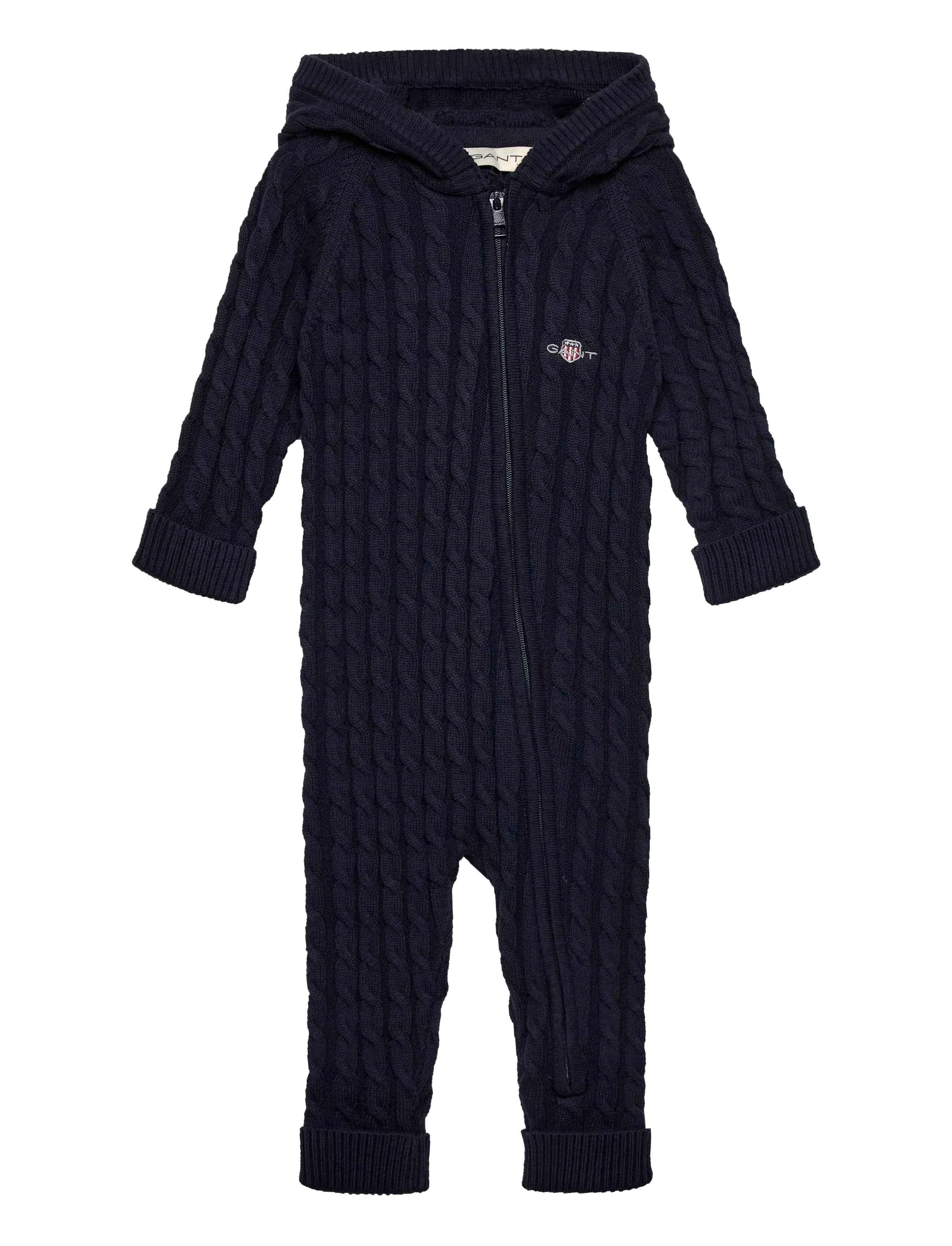 Gant Kids Shield Cableknit LS Hooded Romper - Kläder - EVENING BLUE / navy