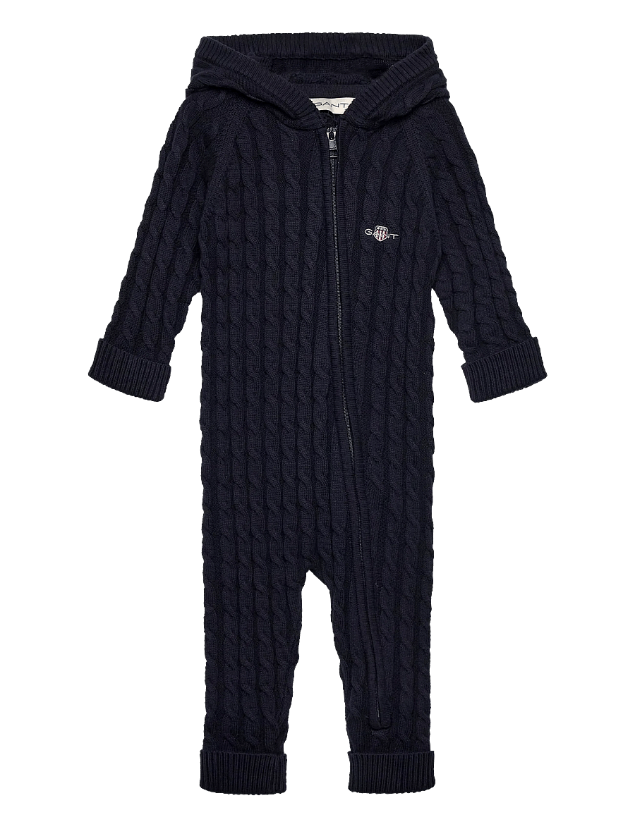 Gant Kids - Shield Cableknit LS Hooded Romper - byxdress - evening blue - 0