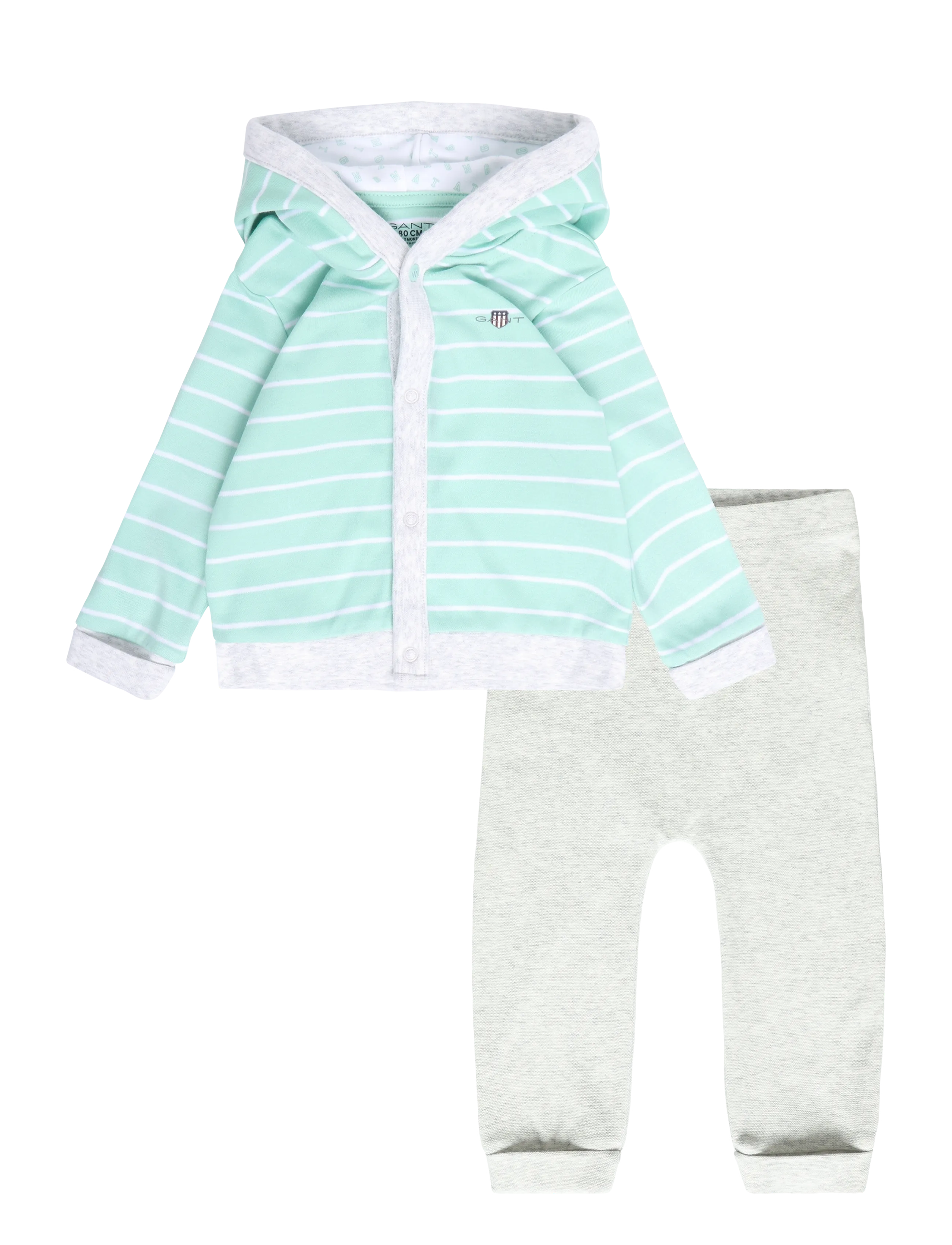 Gant Kids Button Up Hoodie and Legging Set - Tøj - WASHED TURQUOISE / green