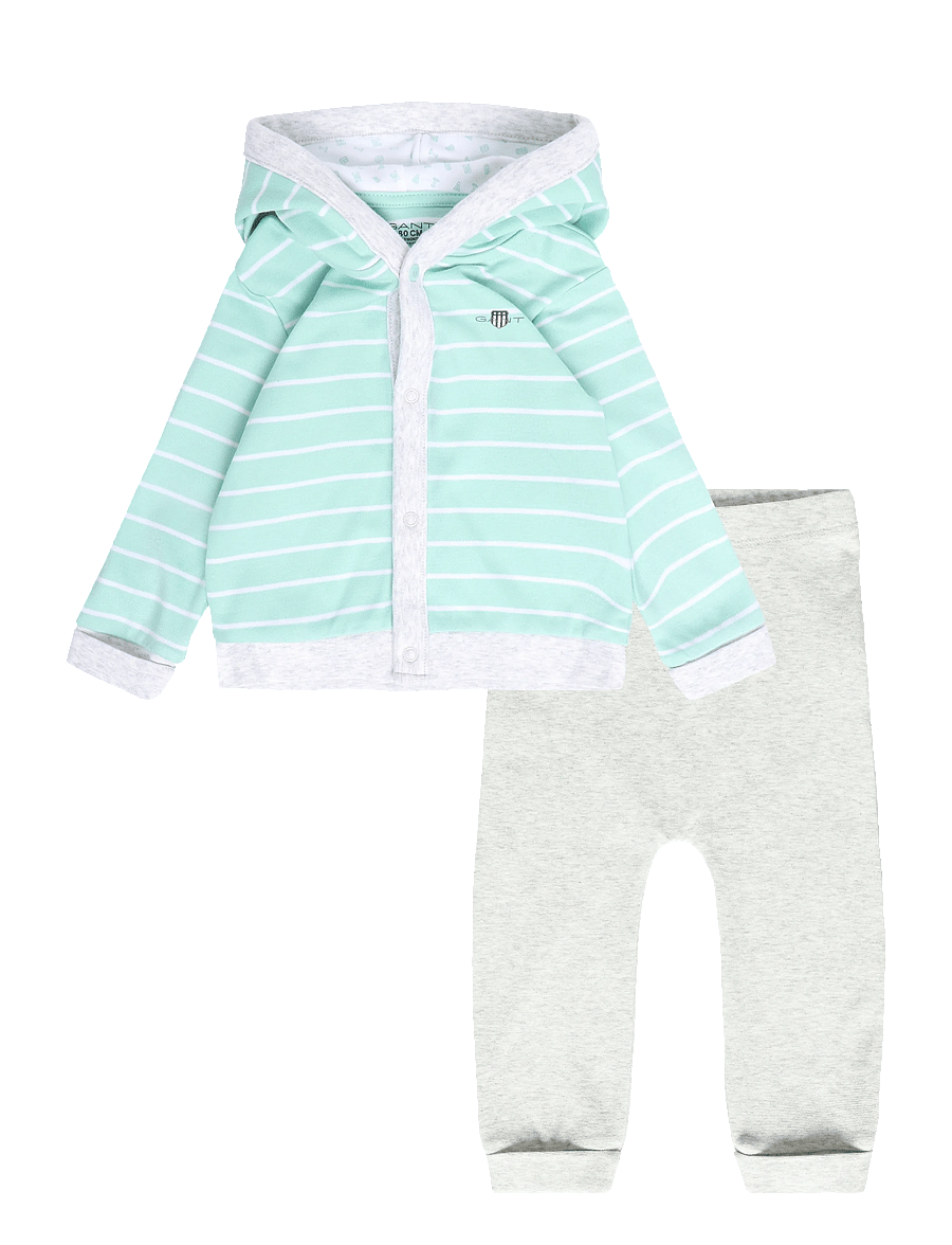 Gant Kids - Button Up Hoodie and Legging Set - joggingsæt - washed turquoise - 0