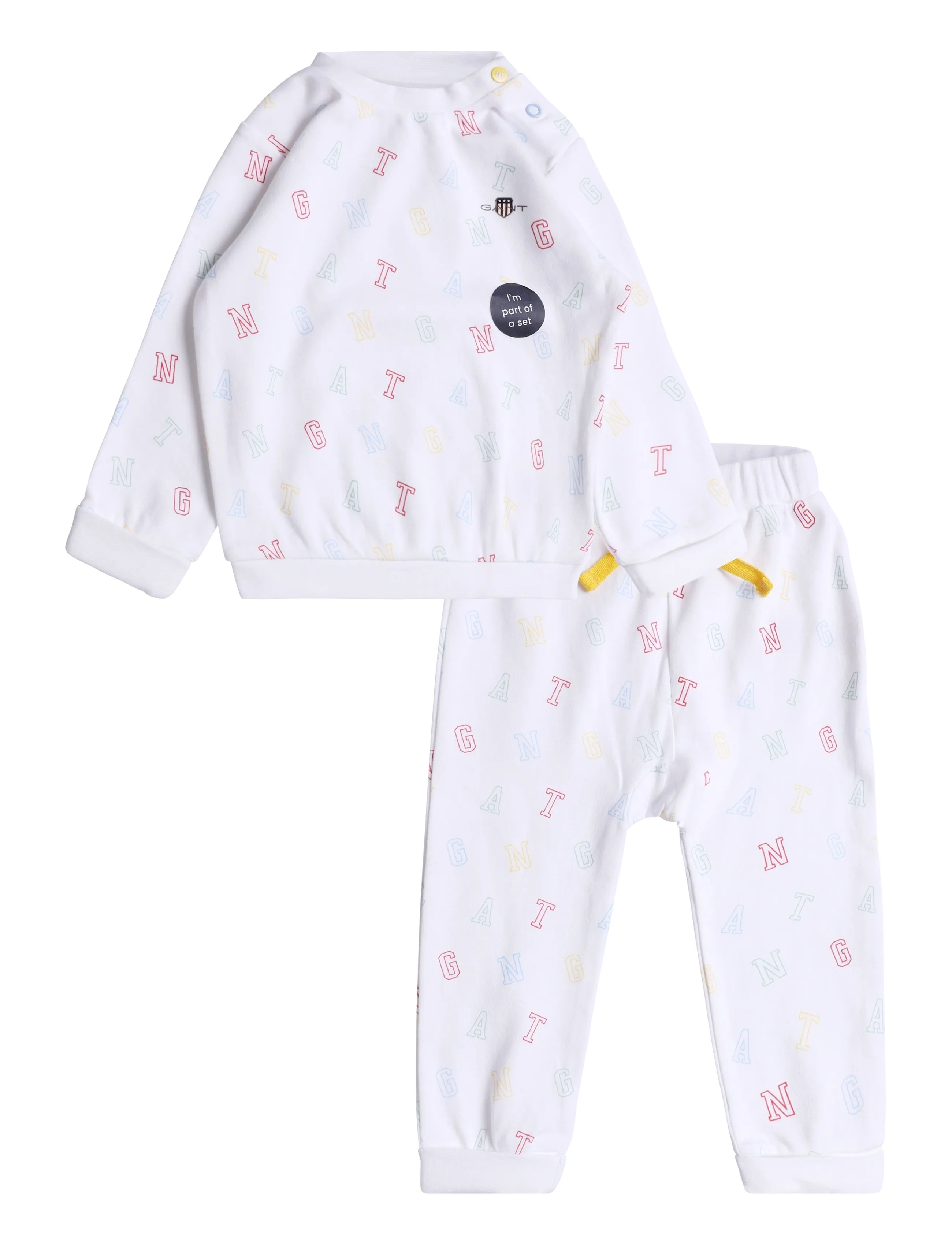 Gant Kids Printed Crew and Jog Set - Tøj - WHITE / white