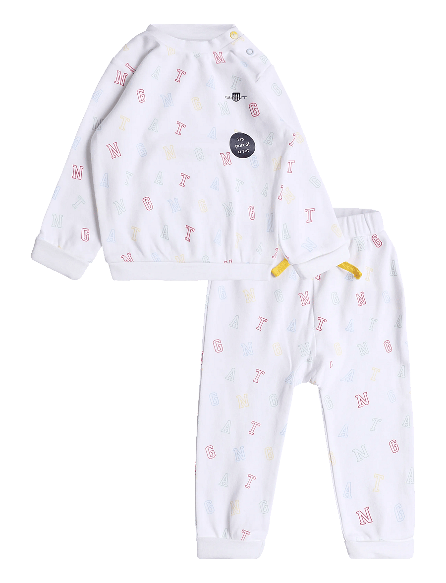 Gant Kids - Printed Crew and Jog Set - sæt med langærmet t-shirt - white - 0