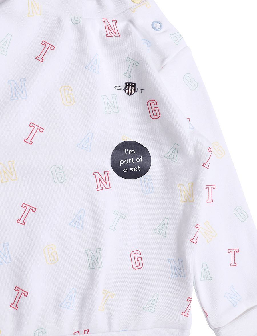 Gant Kids - Printed Crew and Jog Set - sæt med langærmet t-shirt - white - 4