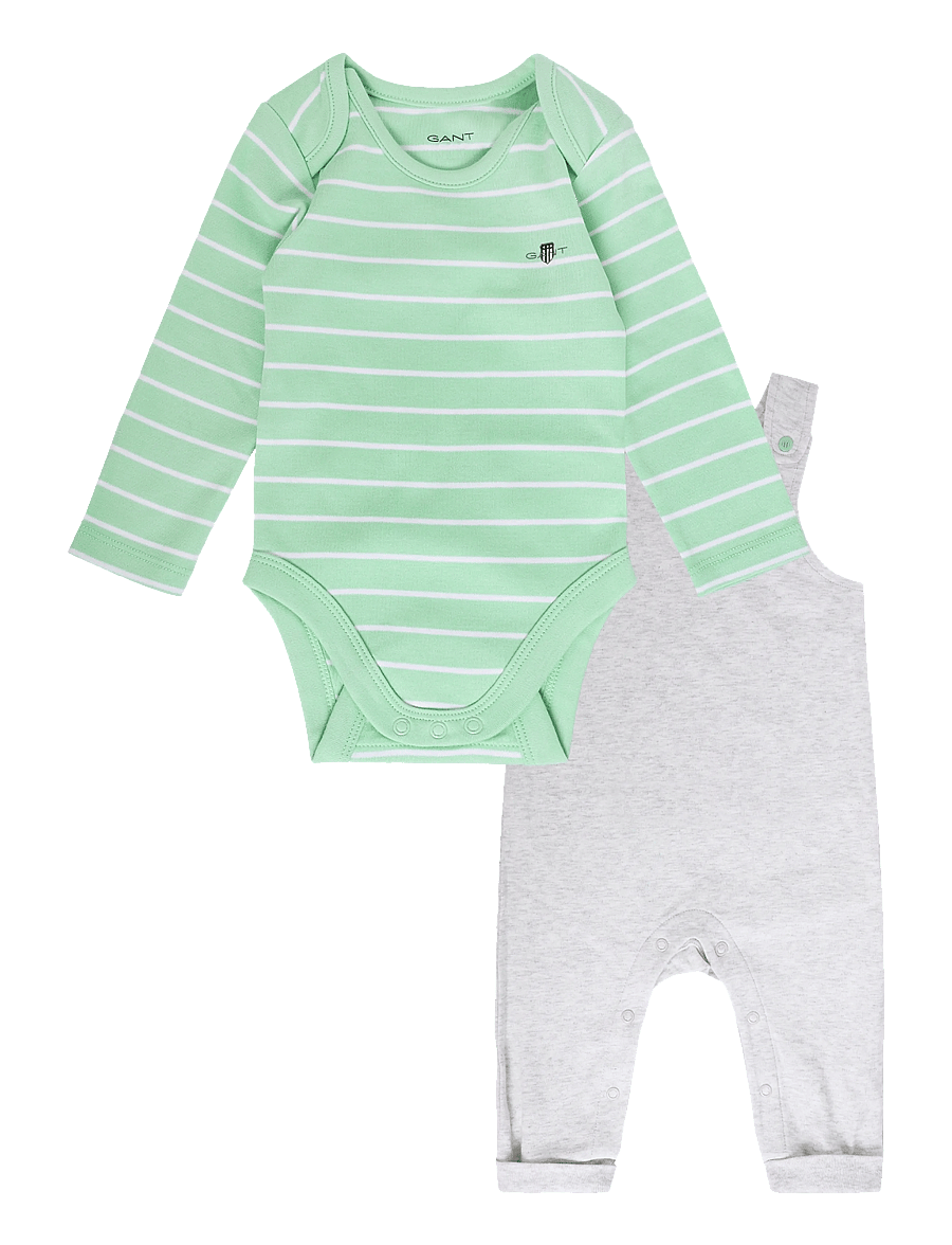Gant Kids - Dungaree and Romper Set - set med body - light grey melange - 0