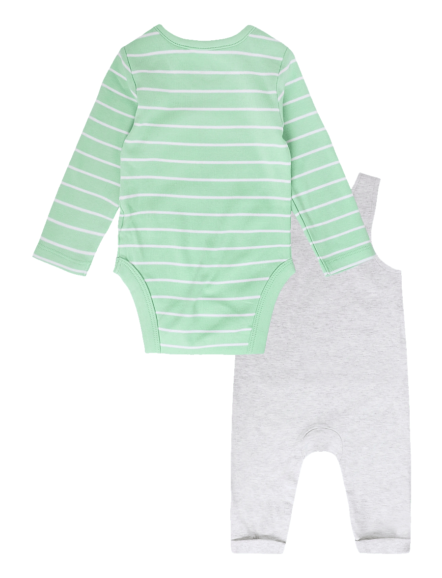 Gant Kids - Dungaree and Romper Set - set med body - light grey melange - 1