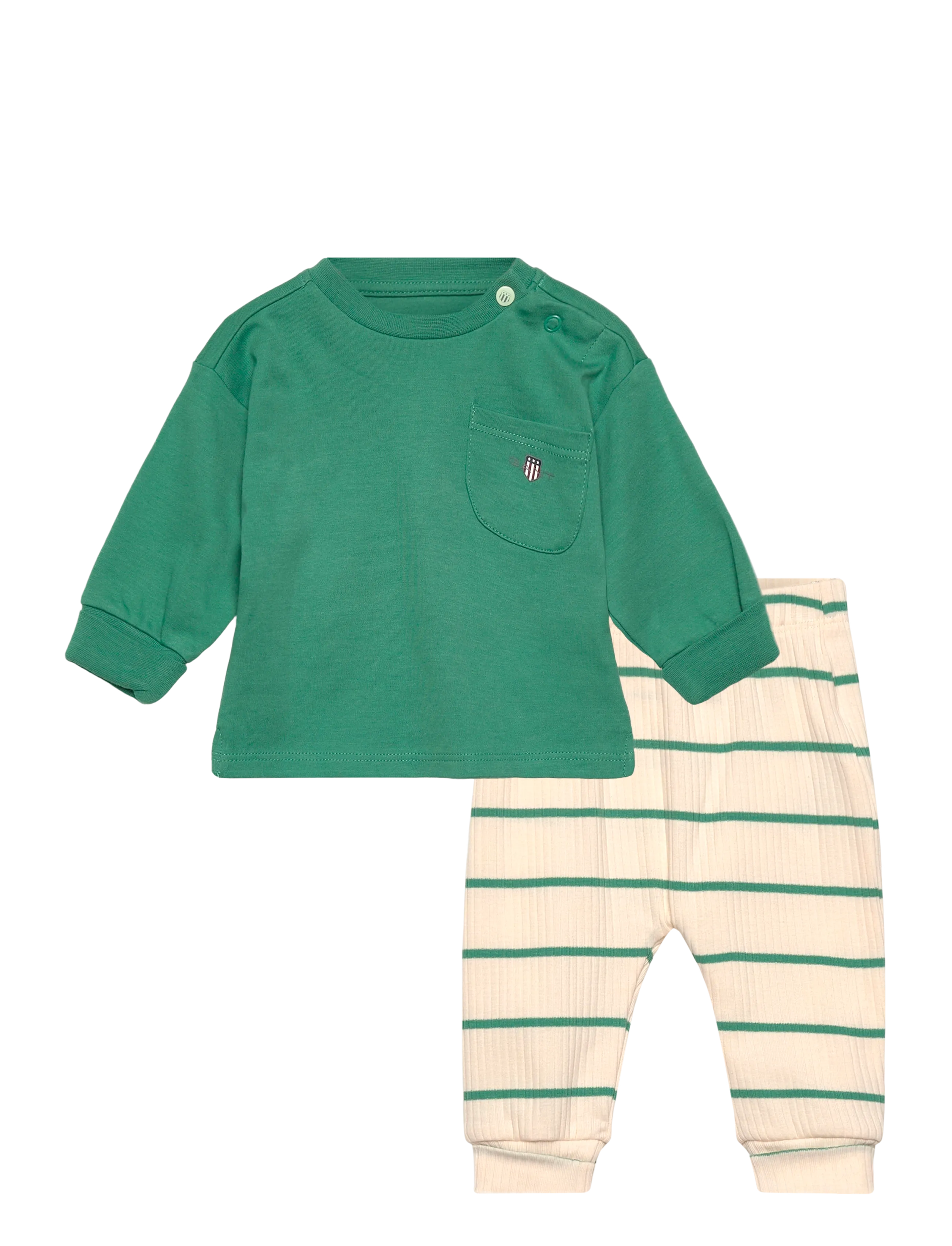 Gant Kids Crew and Striped Legging Set - Kläder - EARLY GREEN / green