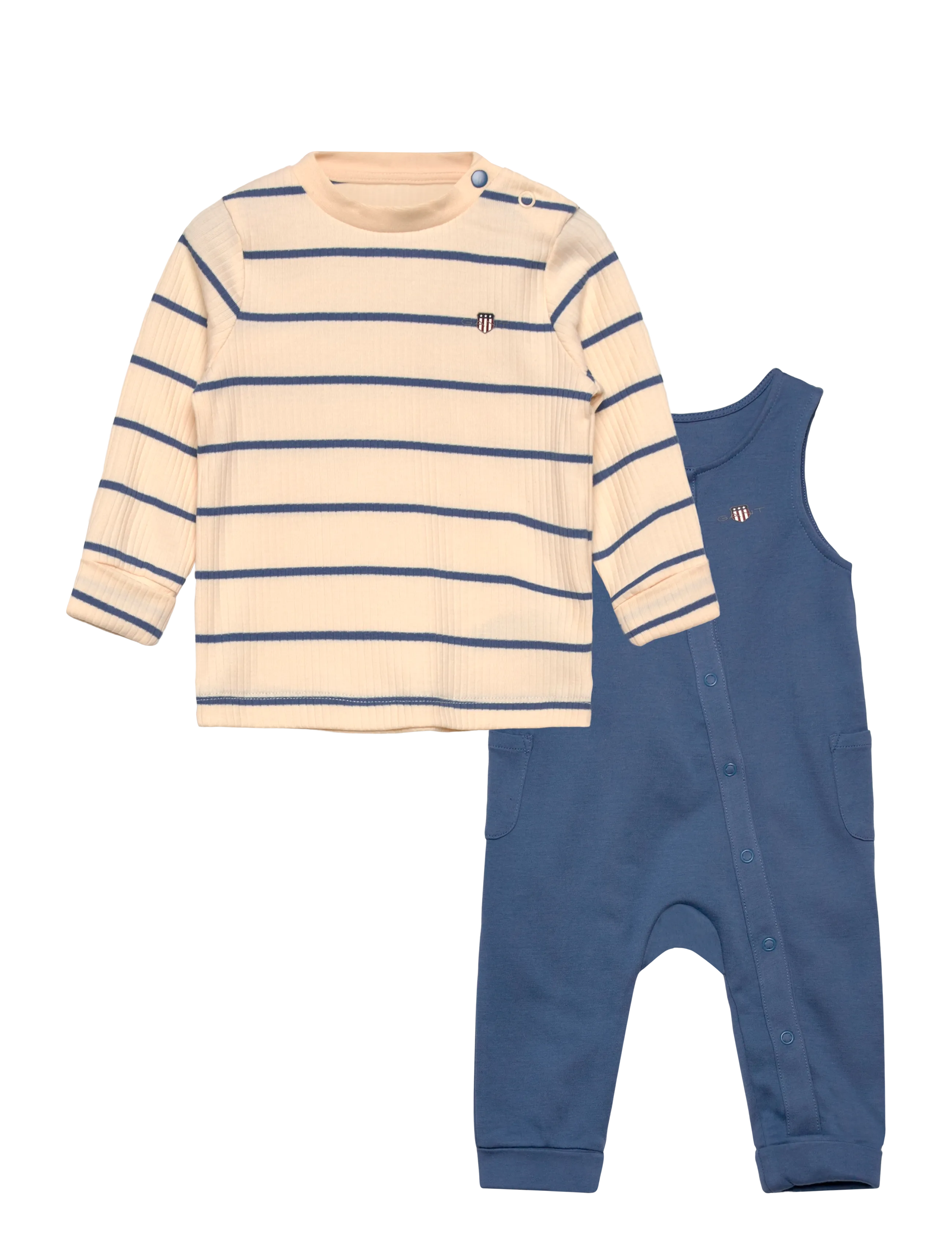 Gant Kids Striped LS & Dungaree Set - Clothing - SALTY SEA / navy