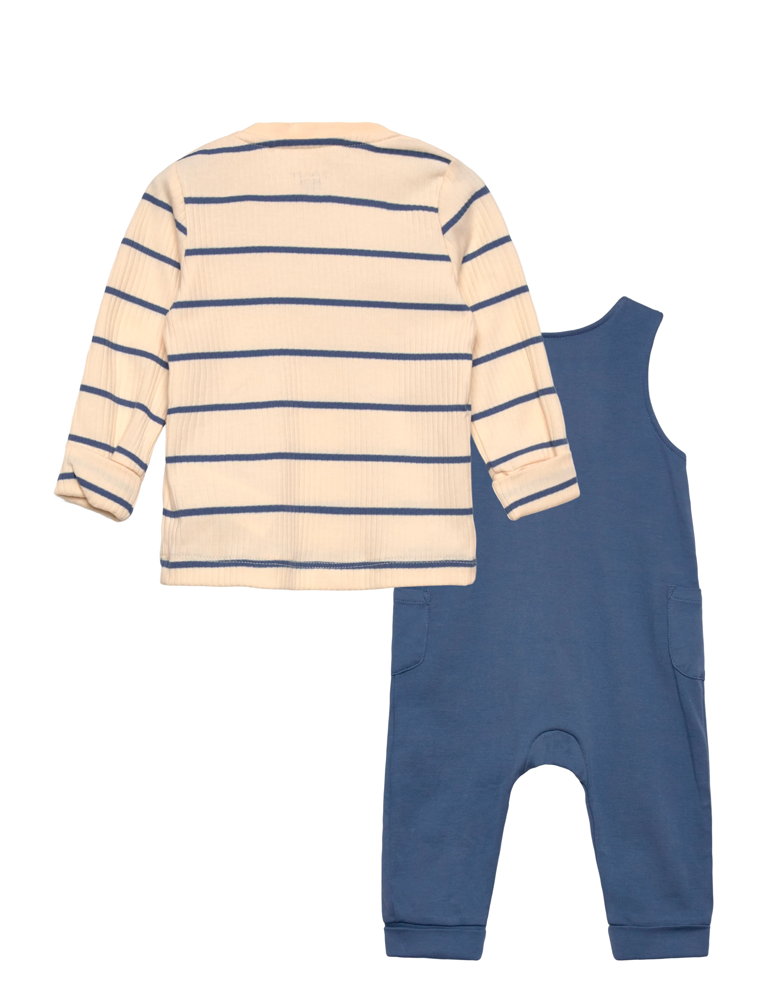 Gant Kids - Striped LS & Dungaree Set - sets with long-sleeved t-shirt - salty sea - 1