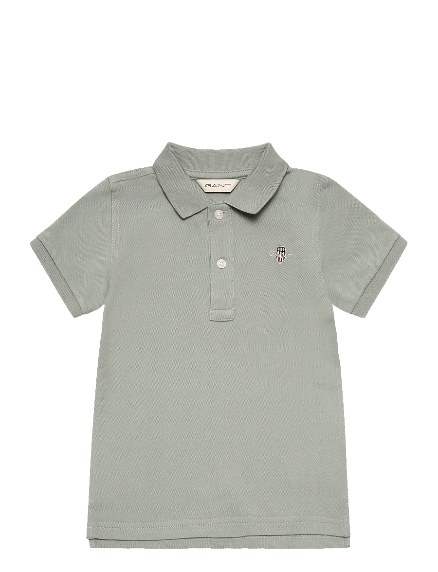 Gant Kids - Shield Pique SS Polo Shirt - kortærmede poloer - ceramic grey - 0