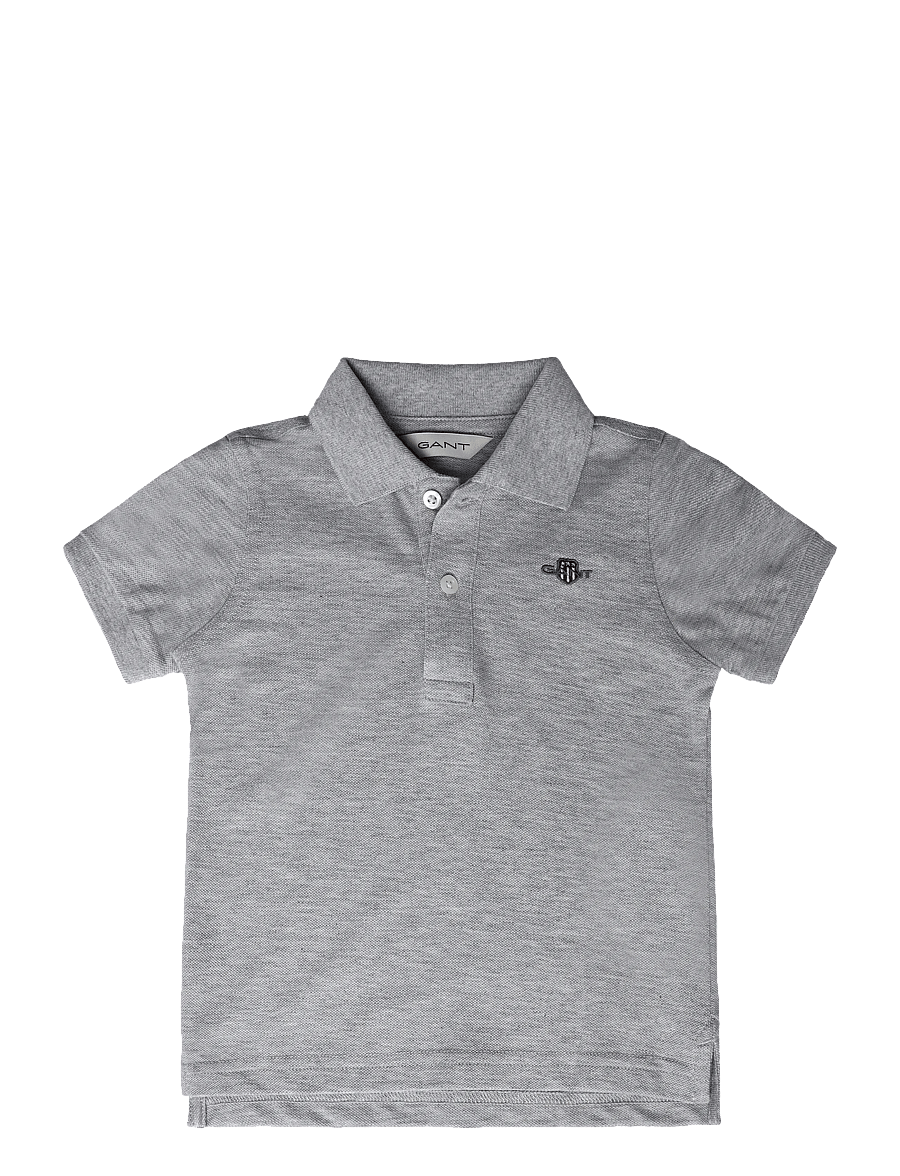 Gant Kids - Shield Pique SS Polo Shirt - kortærmede poloer - grey melange - 0