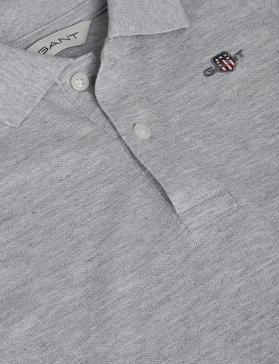 Gant Kids - Shield Pique SS Polo Shirt - kortærmede poloer - grey melange - 2