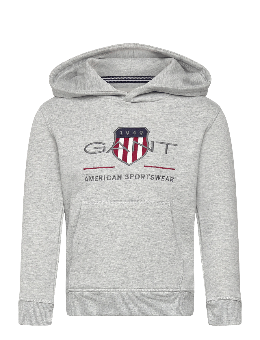 Gant Kids - Archive Shield Hoodie - huvtröjor - grey melange - 0