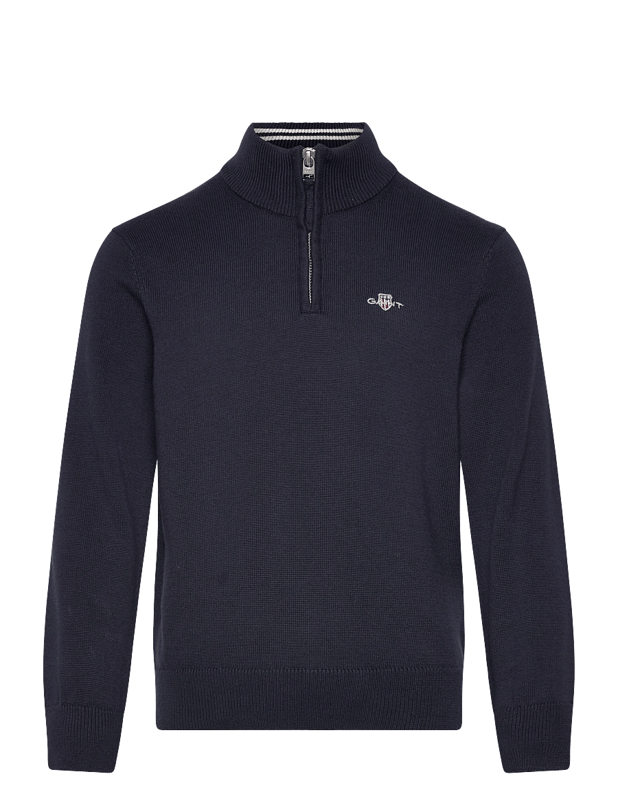 Gant Kids - Shield Cotton Half Zip Sweater - sweatshirts - evening blue - 0