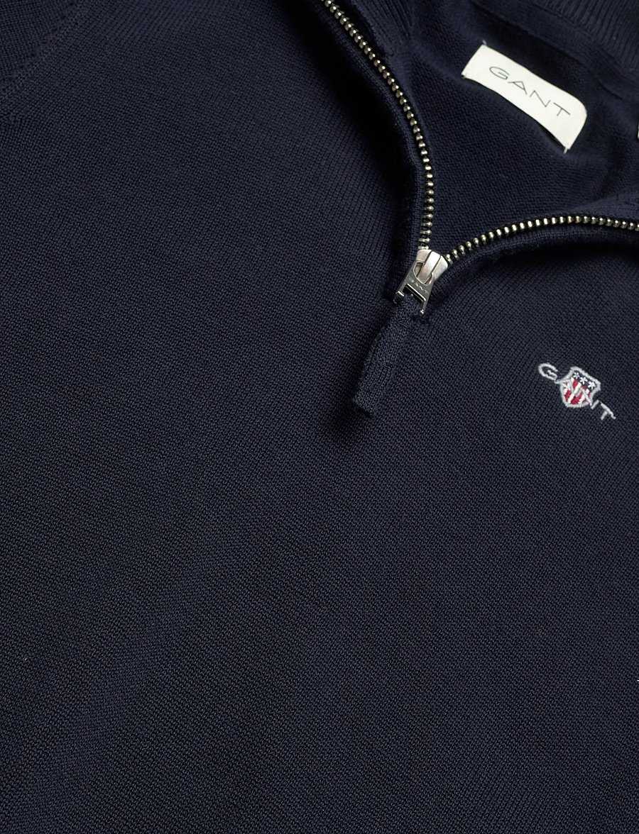 Gant Kids - Shield Cotton Half Zip Sweater - sweatshirts - evening blue - 2