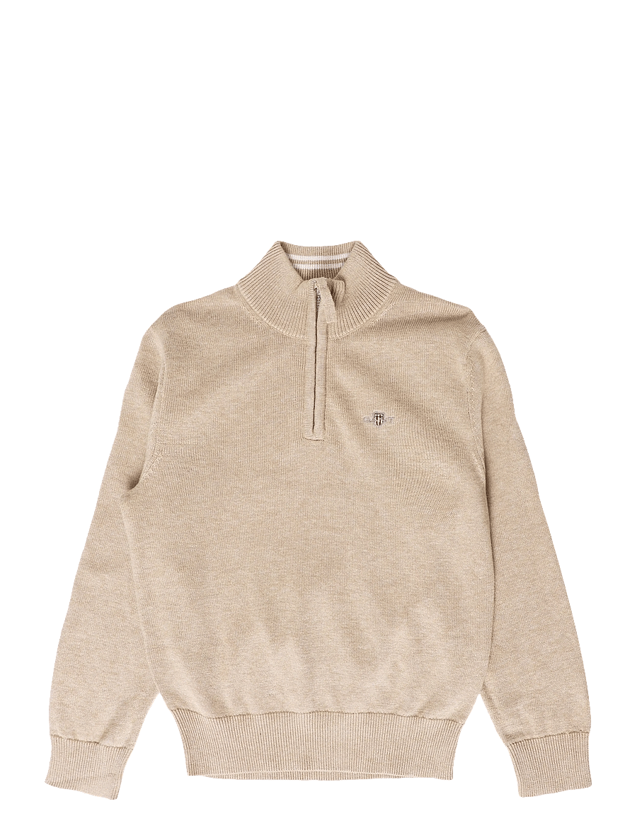 Gant Kids - Shield Cotton Half Zip Sweater - sweatshirts - oat beige marl - 0