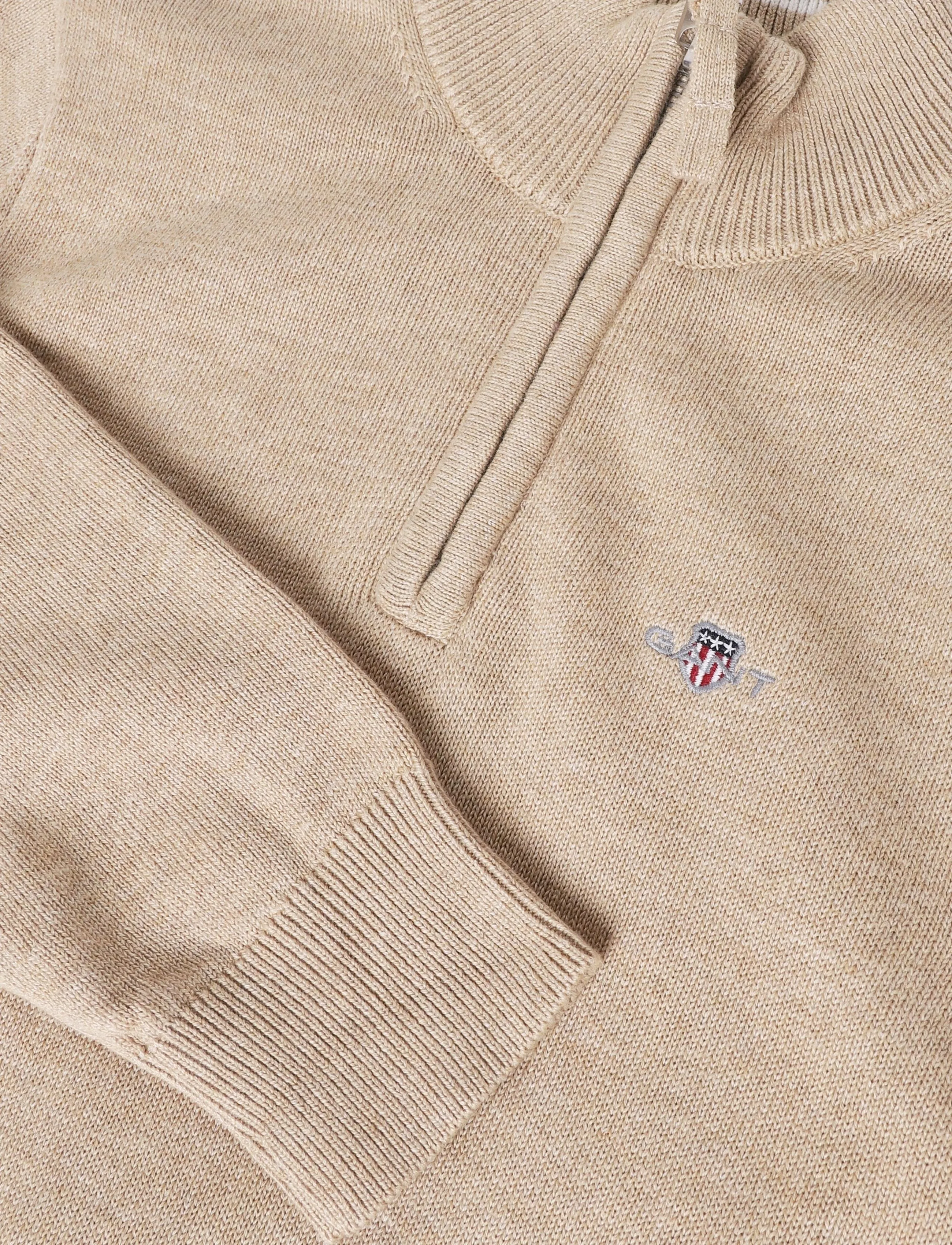 Gant Kids - Shield Cotton Half Zip Sweater - sweatshirts - oat beige marl - 2