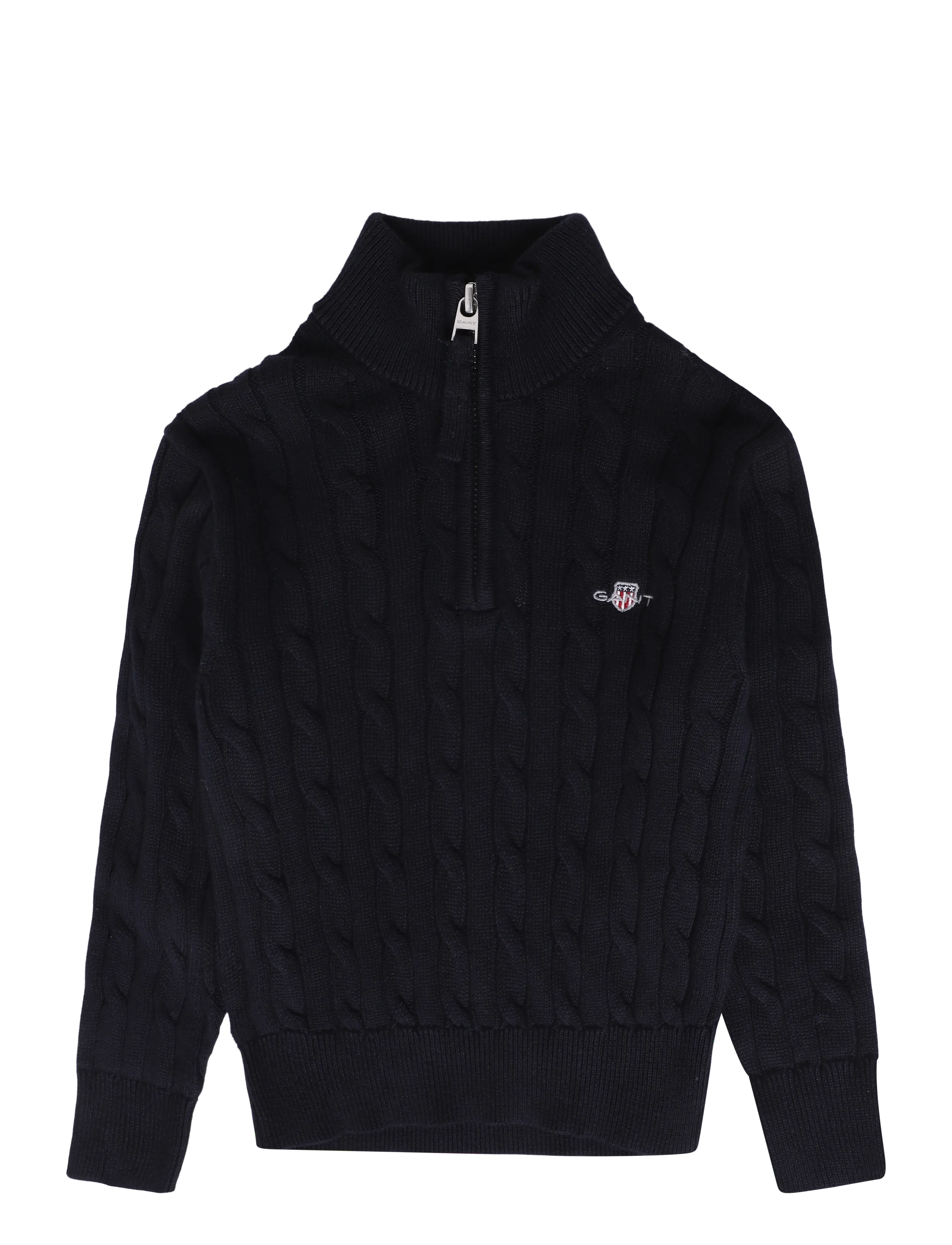 Gant Kids Shield Cotton Cable Half Zip Sweater - Kläder - EVENING BLUE / navy