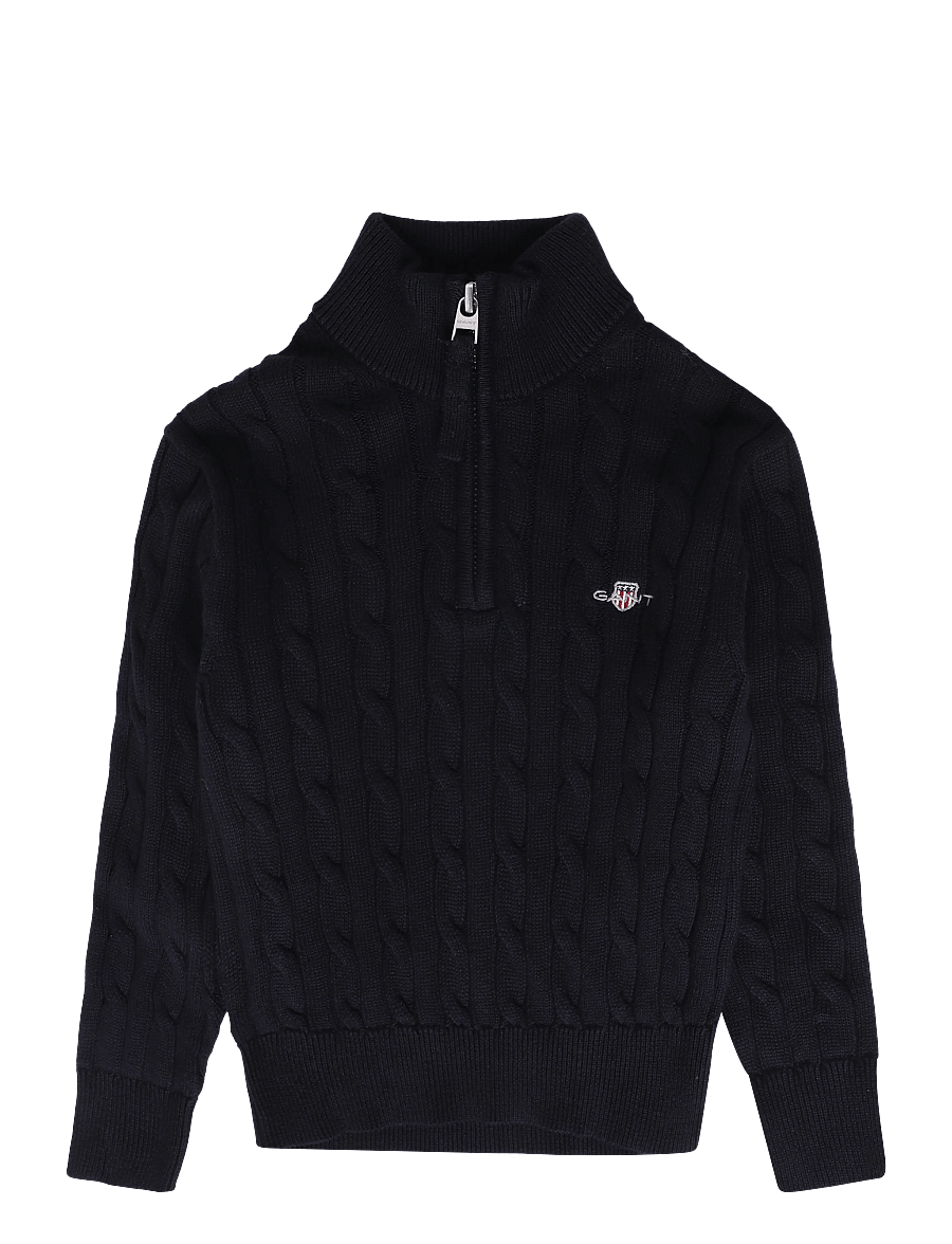 Gant Kids - Shield Cotton Cable Half Zip Sweater - stickade tröjor - evening blue - 0