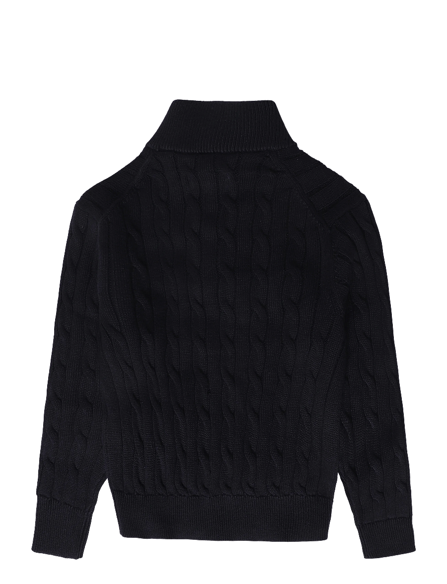 Gant Kids - Shield Cotton Cable Half Zip Sweater - stickade tröjor - evening blue - 1