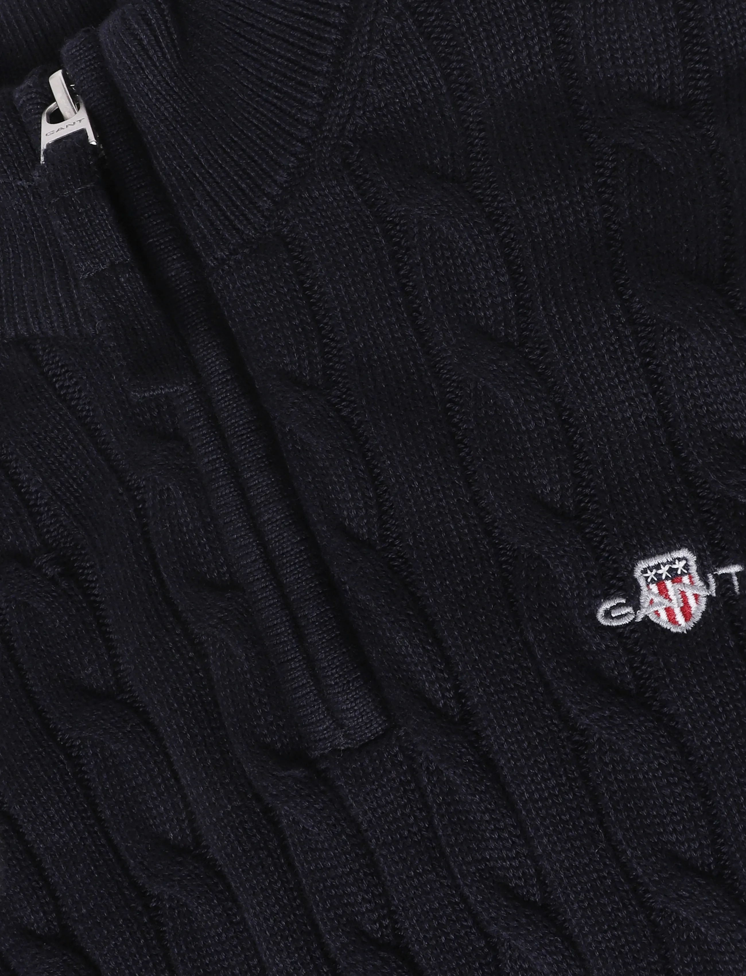 Gant Kids - Shield Cotton Cable Half Zip Sweater - stickade tröjor - evening blue - 2