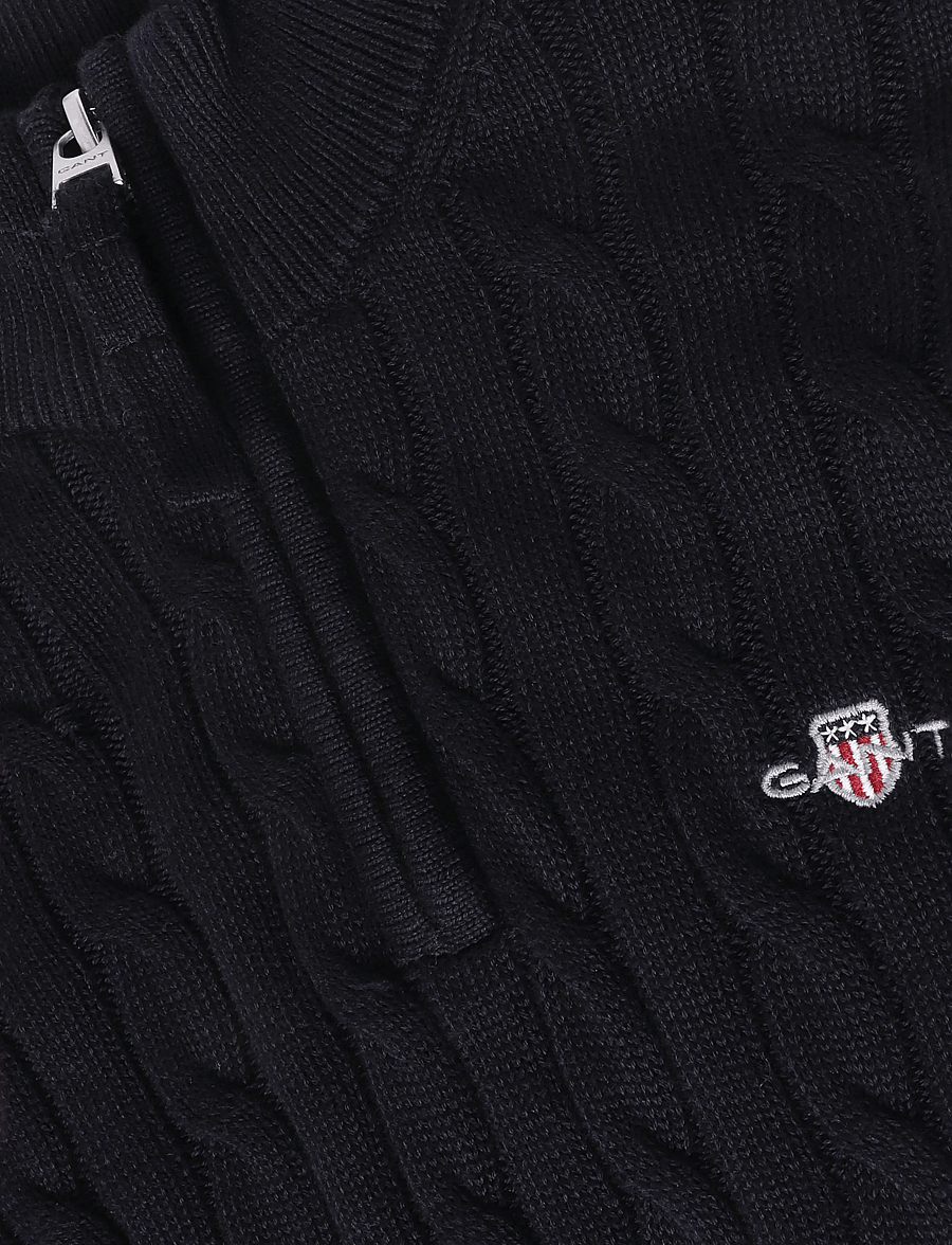 Gant Kids - Shield Cotton Cable Half Zip Sweater - stickade tröjor - evening blue - 2