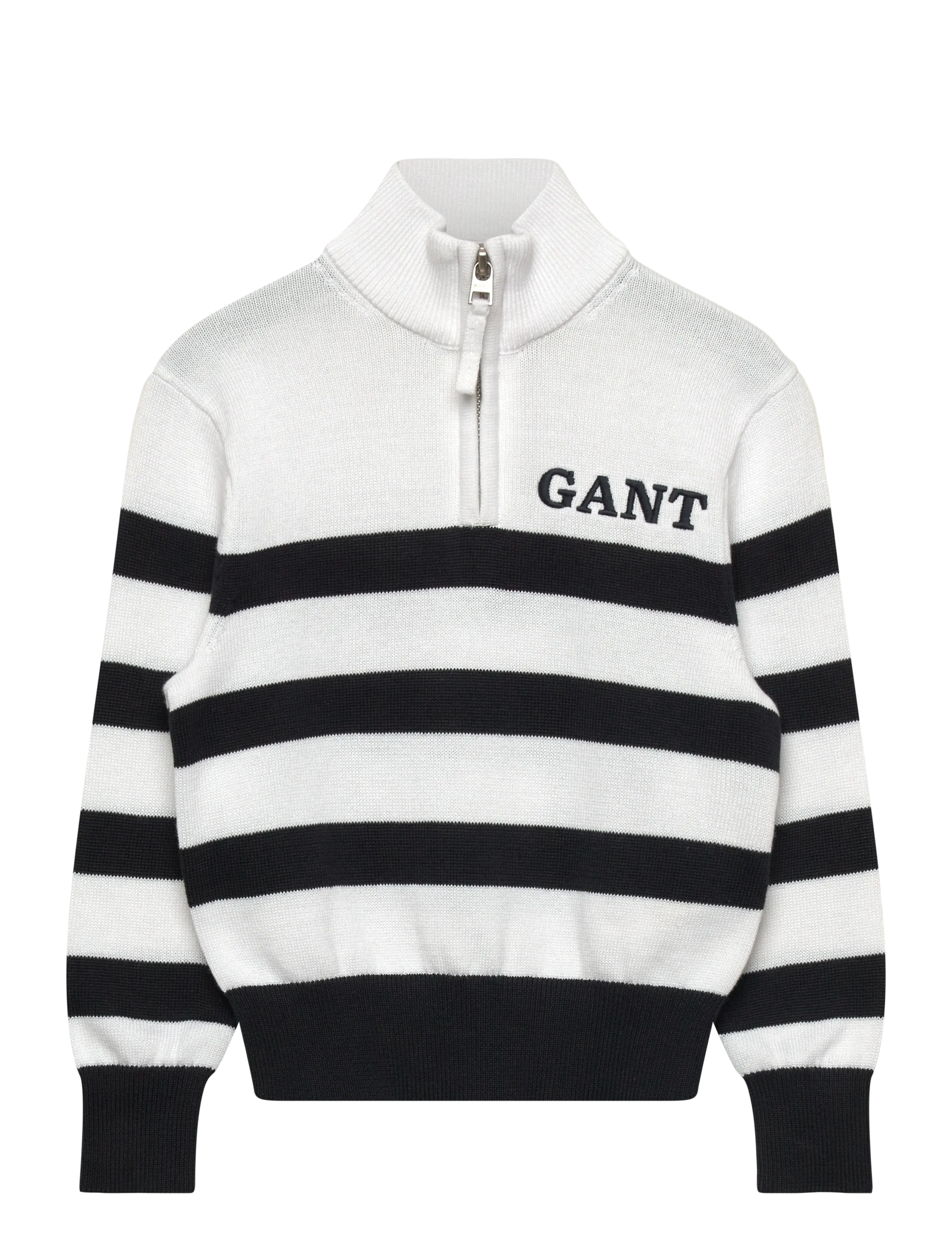 GANT Kinder Gant Strick Breton Stripe Zip Funnel Weiß - 110 - Kinder