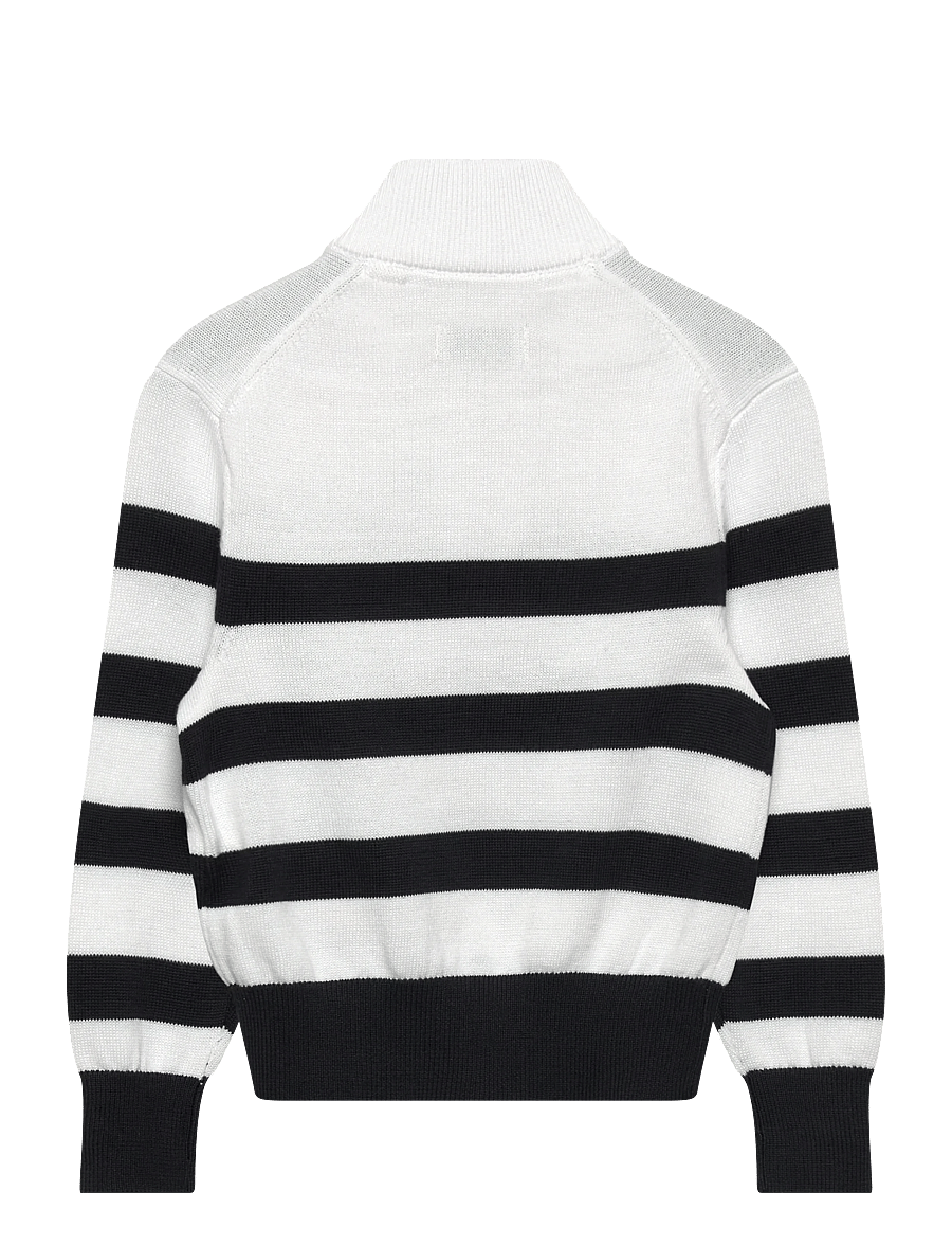 Gant Kids - Gant Knitted Breton Stripe Zip Funnel - swetry - white - 1