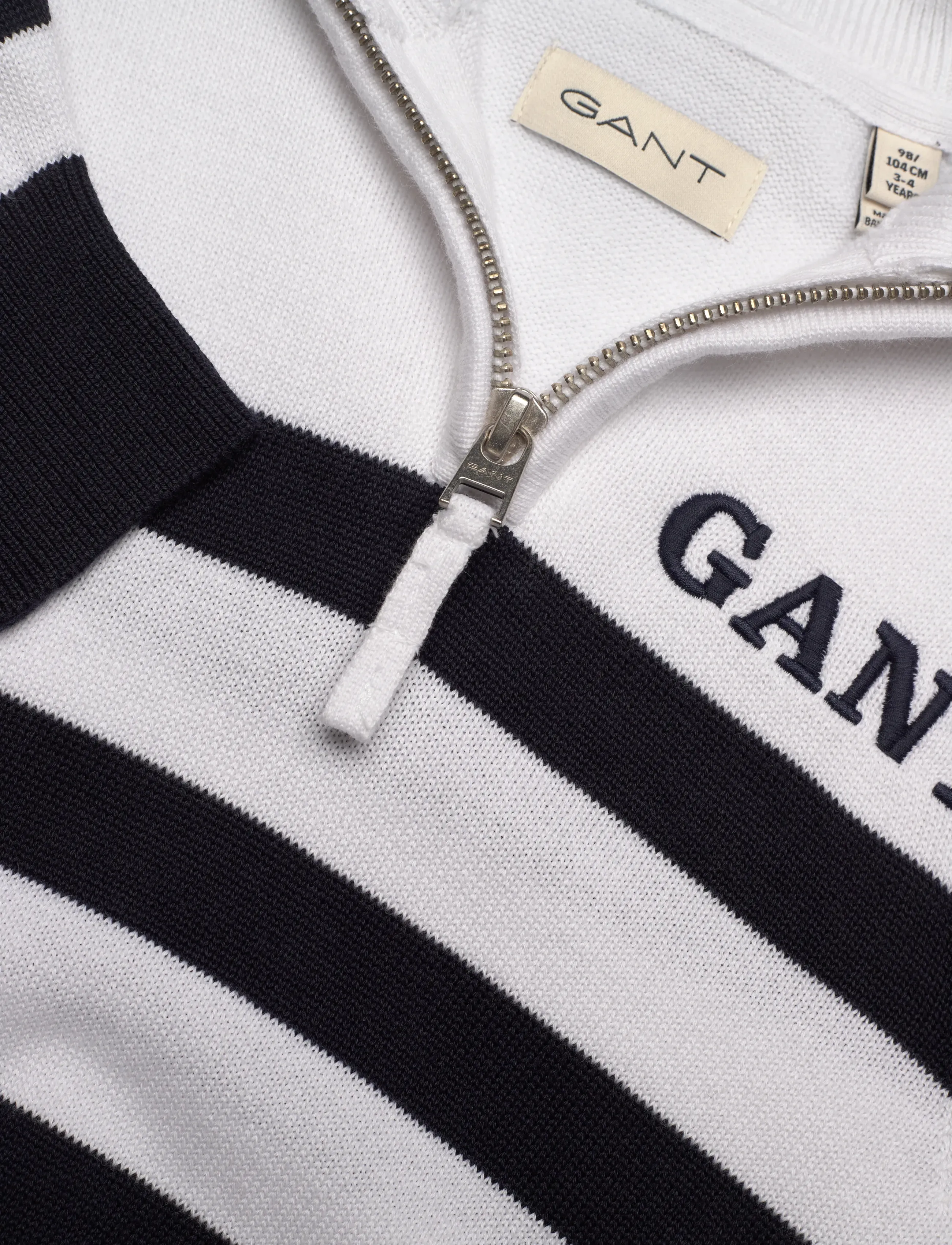 Gant Kids - Gant Knitted Breton Stripe Zip Funnel - trøjer - white - 2