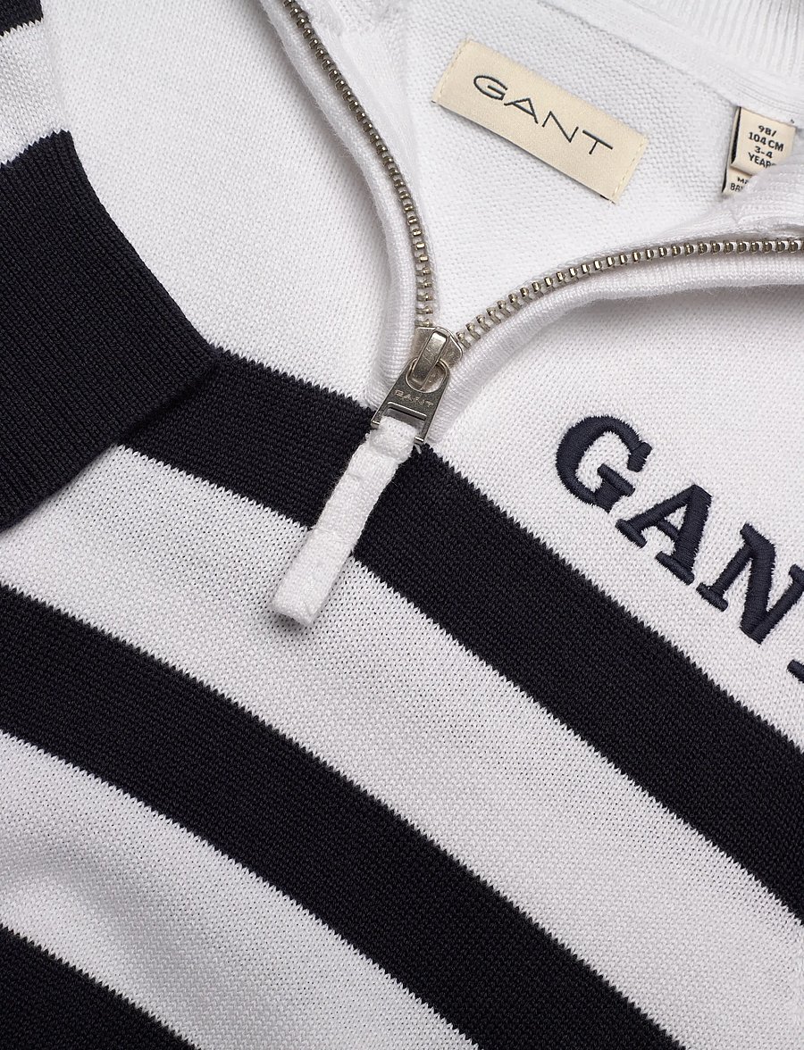 Gant Kids - Gant Knitted Breton Stripe Zip Funnel - swetry - white - 2