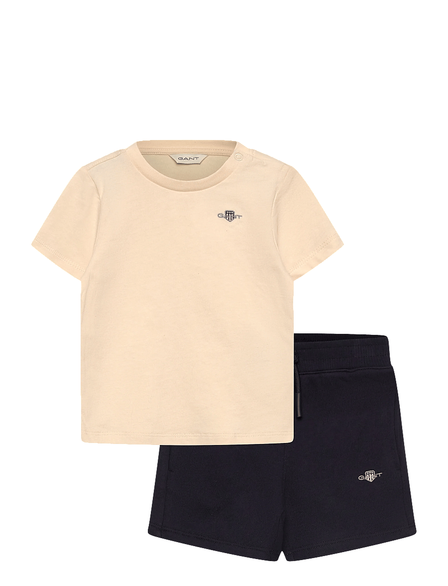 Gant Kids - Shield SS T-Shirt and Sweatshort Set - sets mit kurzärmeligem t-shirt - creamed white - 0