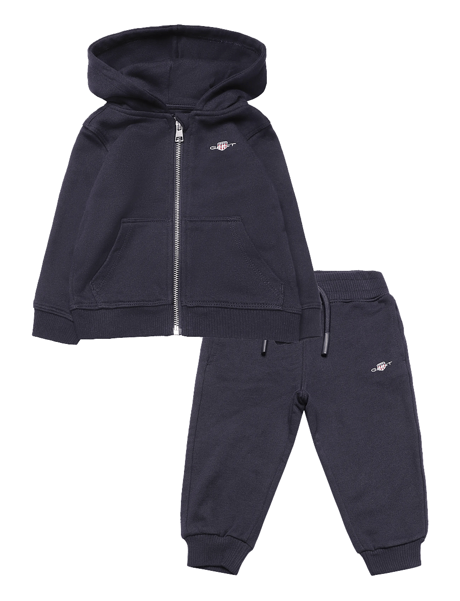 Gant Kids - Shield Full Zip Hoodie, Sweatpant Set - joggingsæt - evening blue - 0