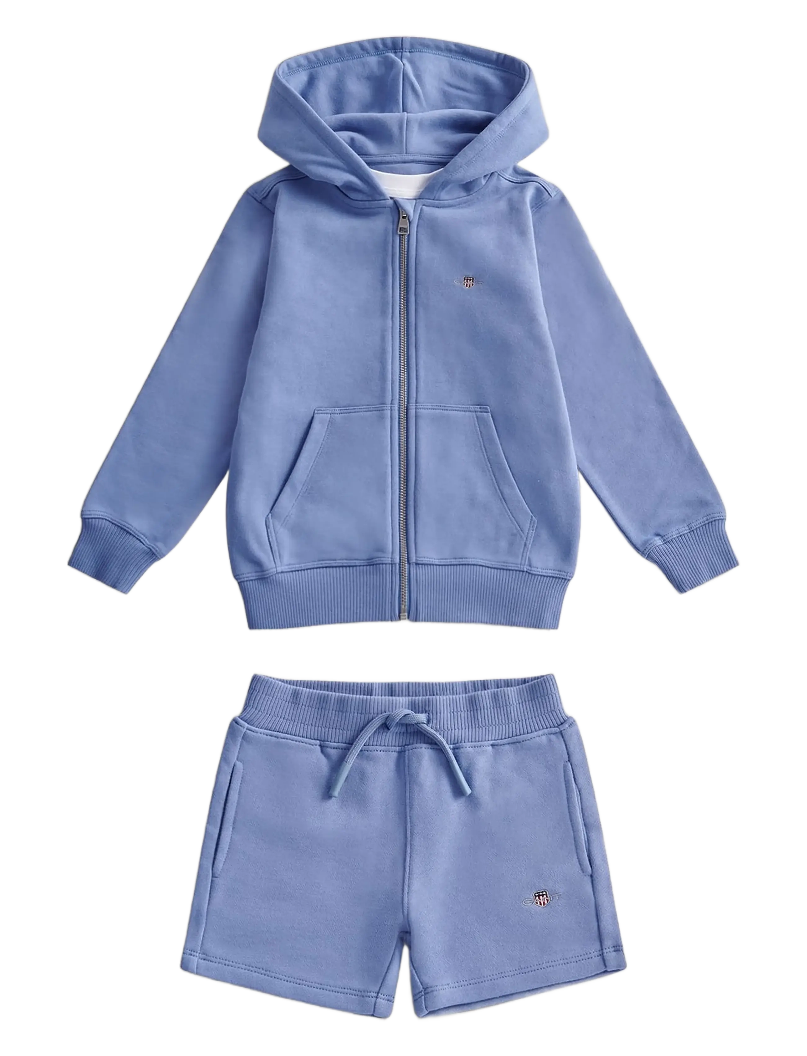Gant Kids - Shield Full Zip Hoodie, T-Shirt and Sweatshort Set - sets mit kurzärmeligem t-shirt - faded denim - 2