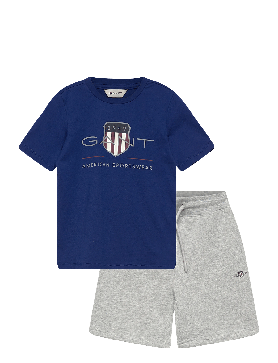 Gant Kids - Archive Shield T-Shirt and Sweatshort Set - sets mit kurzärmeligem t-shirt - crisp blue - 0