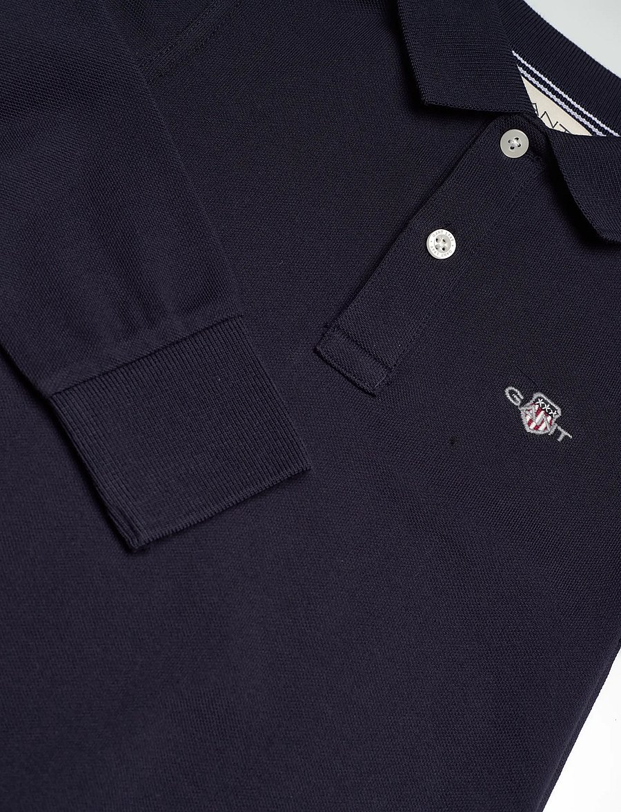 Gant Kids - Shield LS Pique Polo Shirt - langærmede poloer - evening blue - 2