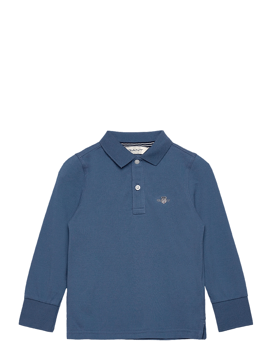 Gant Kids - Shield LS Pique Polo Shirt - långärmade pikéer - salty sea - 0