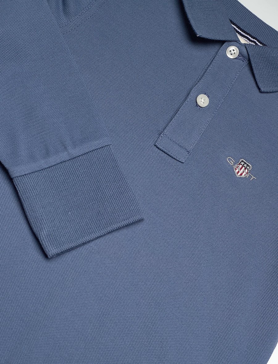 Gant Kids - Shield LS Pique Polo Shirt - långärmade pikéer - salty sea - 2