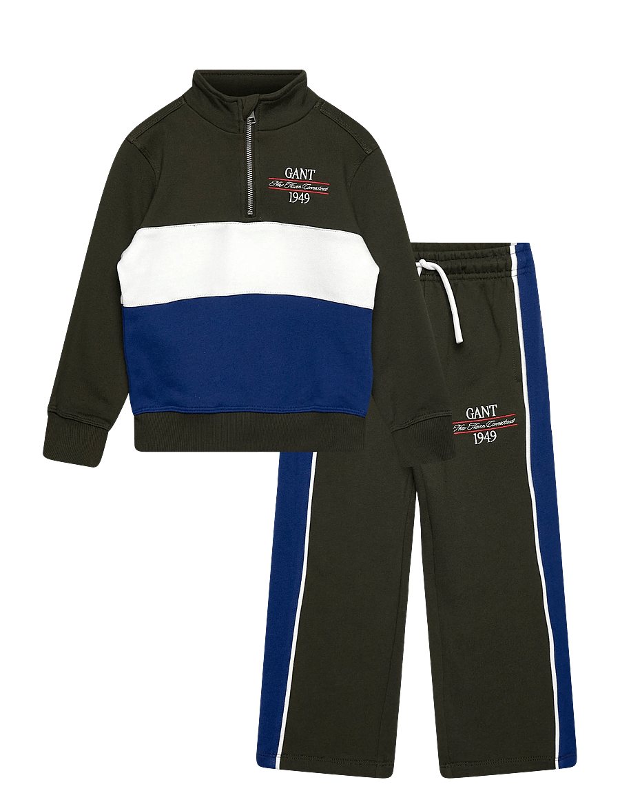 Gant Kids - Graphic Half Zip & Sweatpant Set - dressikomplektid - dark moss green - 0