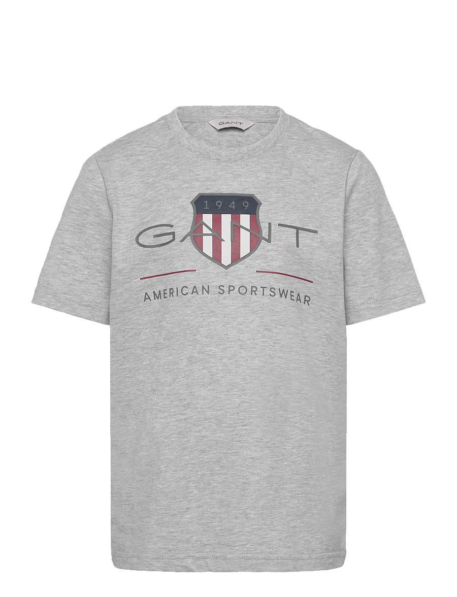 Gant Kids - Archive Shield SS T-Shirt - kortærmede t-shirts - grey melange - 0