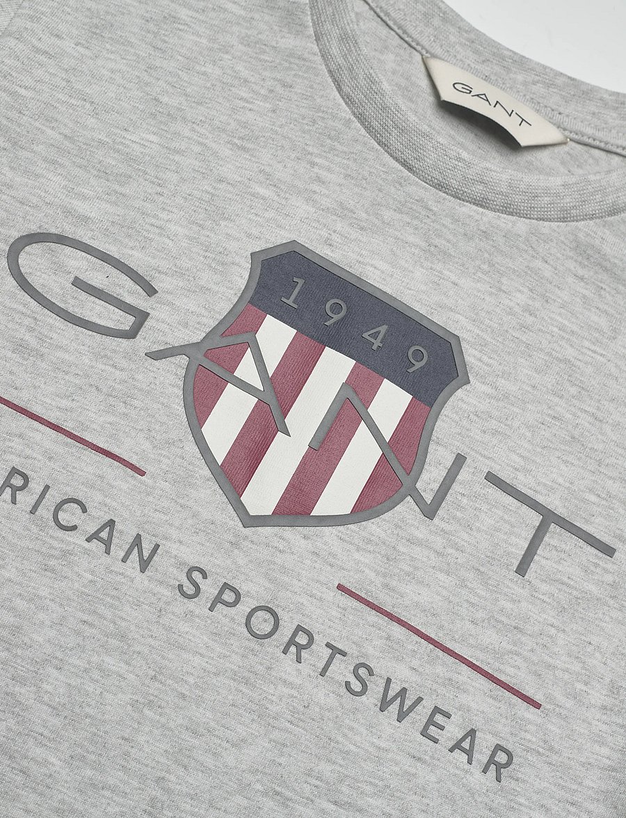 Gant Kids - Archive Shield SS T-Shirt - kortærmede t-shirts - grey melange - 2