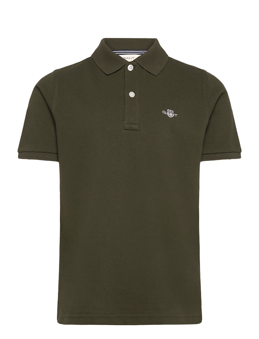 Gant Kids - Shield Pique SS Polo Shirt - kortærmede poloer - dark moss green - 0
