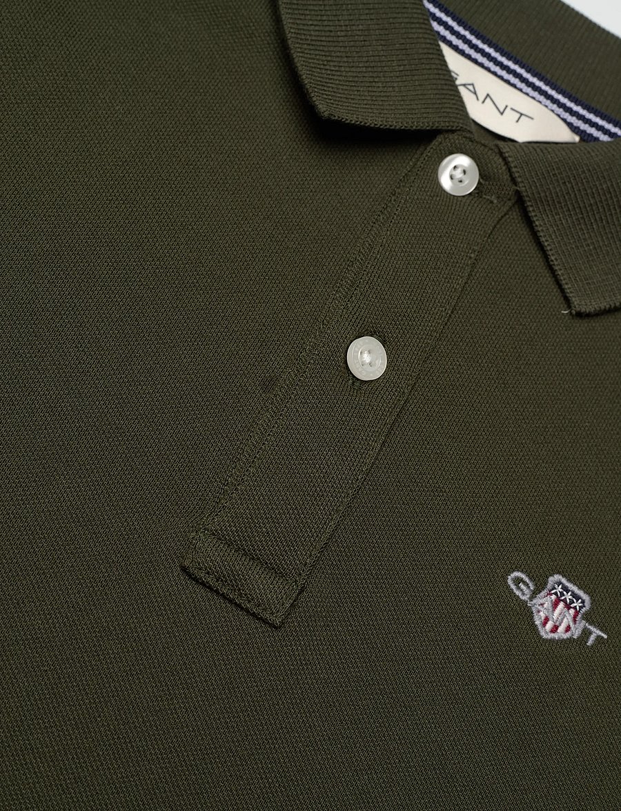 Gant Kids - Shield Pique SS Polo Shirt - kortærmede poloer - dark moss green - 2