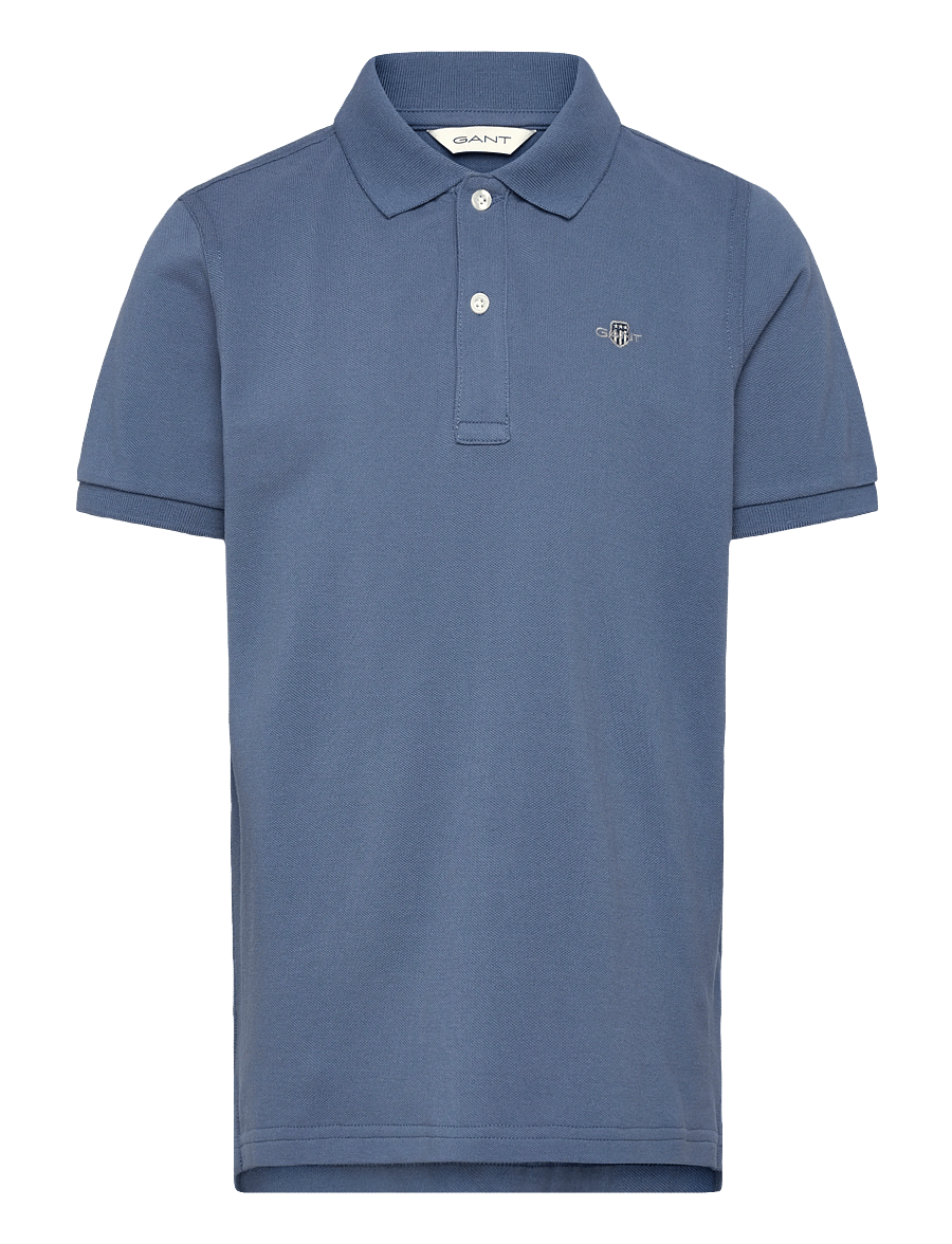 Gant Kids - Shield Pique SS Polo Shirt - kortærmede poloer - salty sea - 0